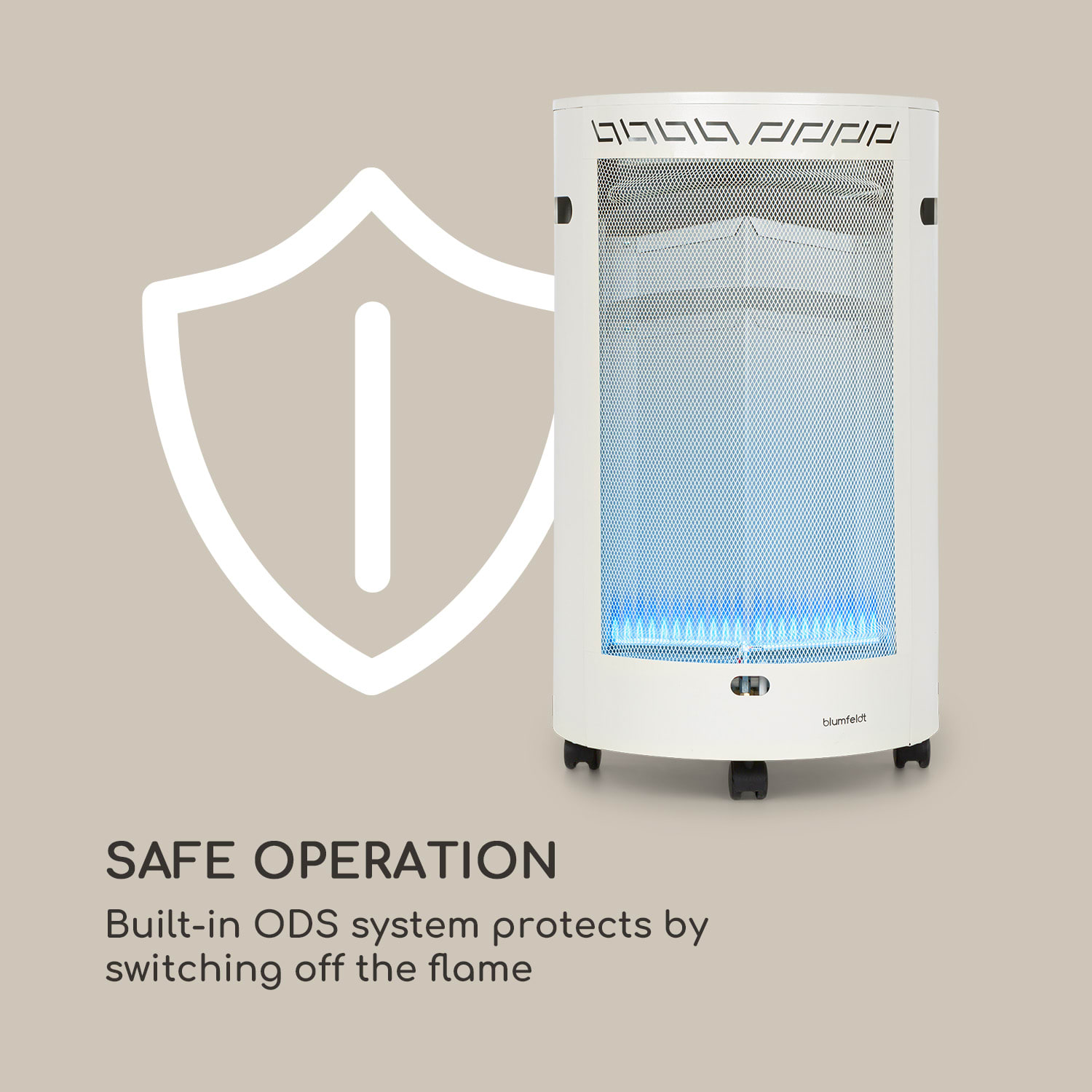 Bonaparte Fire Gasheizgerät 4200W elektr. Zündung Bodenrollen ODS-System 