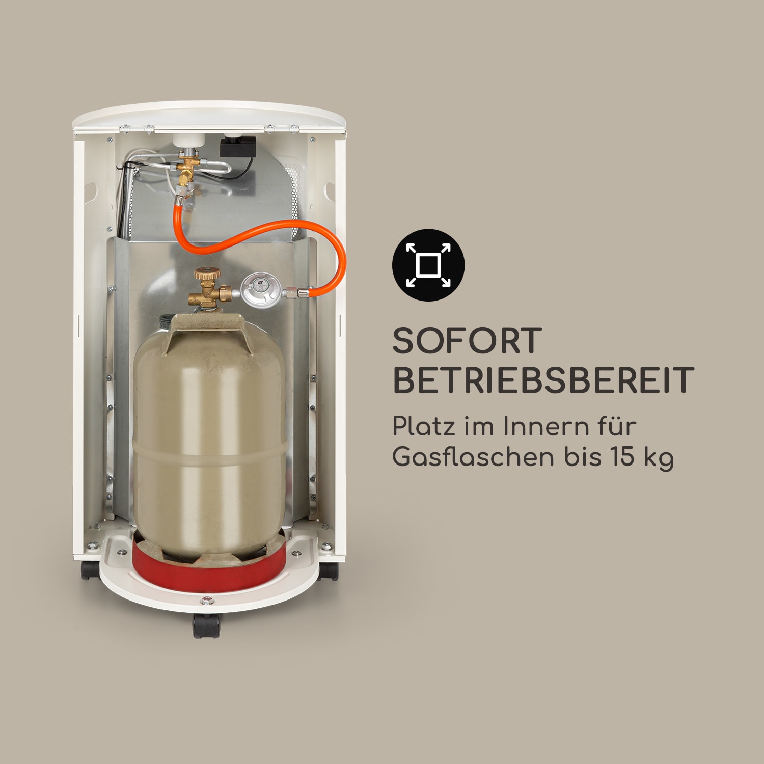 Bonaparte Gasheizgerät 4200W elektrische Zündung Gasflaschen bis 15 kg Weiß