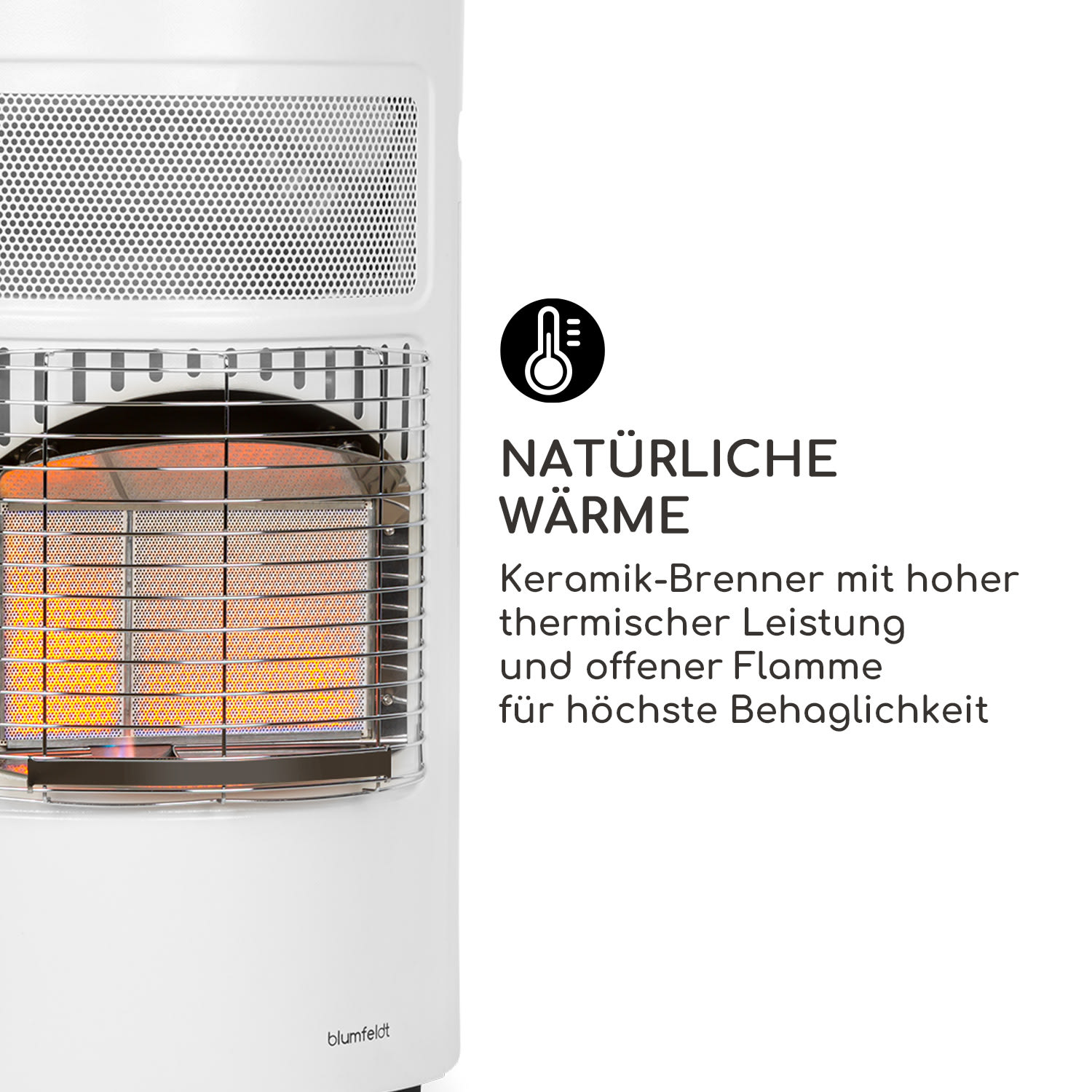 Bonaparte Gasheizgerät 4200W elektrische Zündung Gasflaschen bis 15 kg Weiß