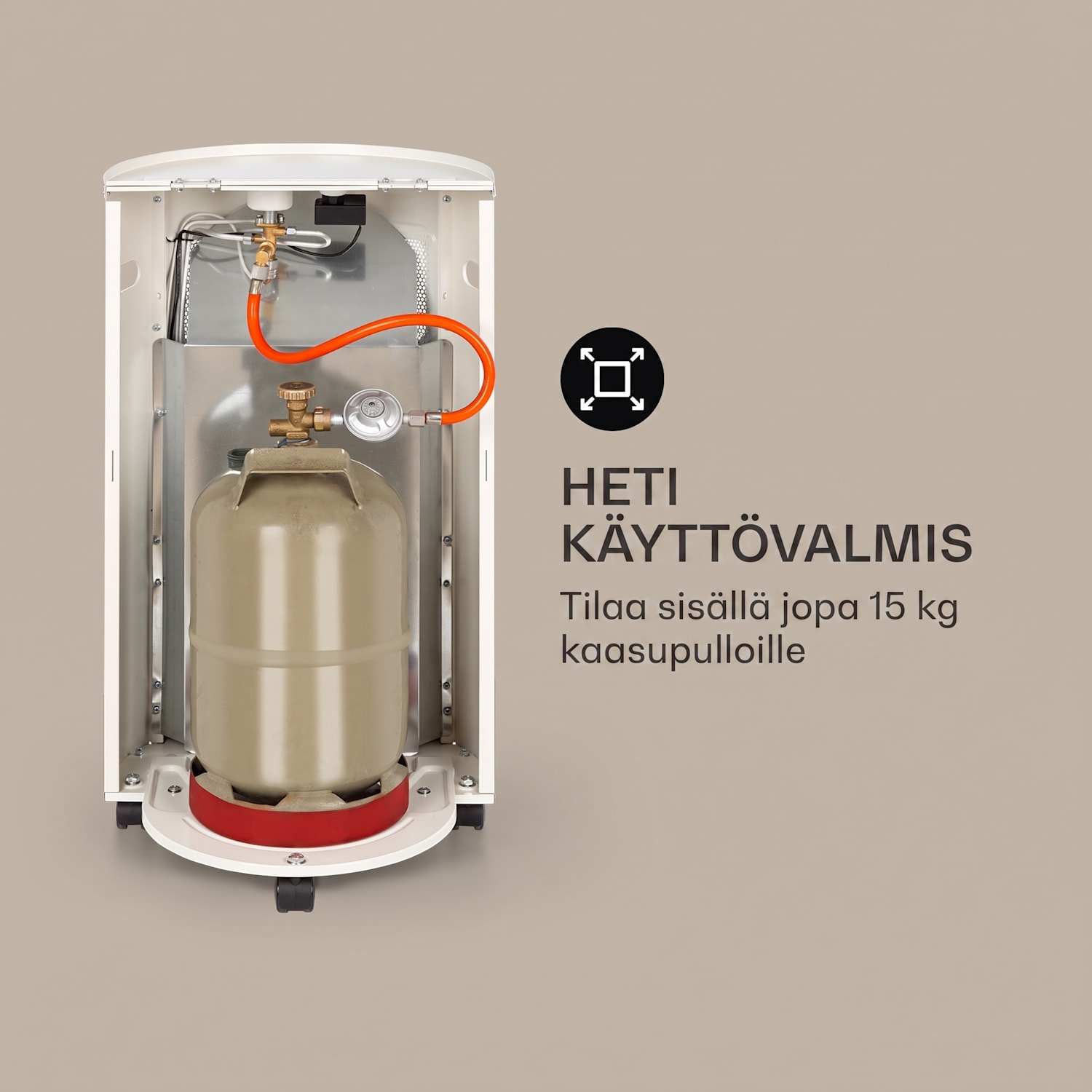 Bonaparte kaasulämmitin max. 4200 W sähköinen sytytys max. 15 kg:n kaasupulloille 