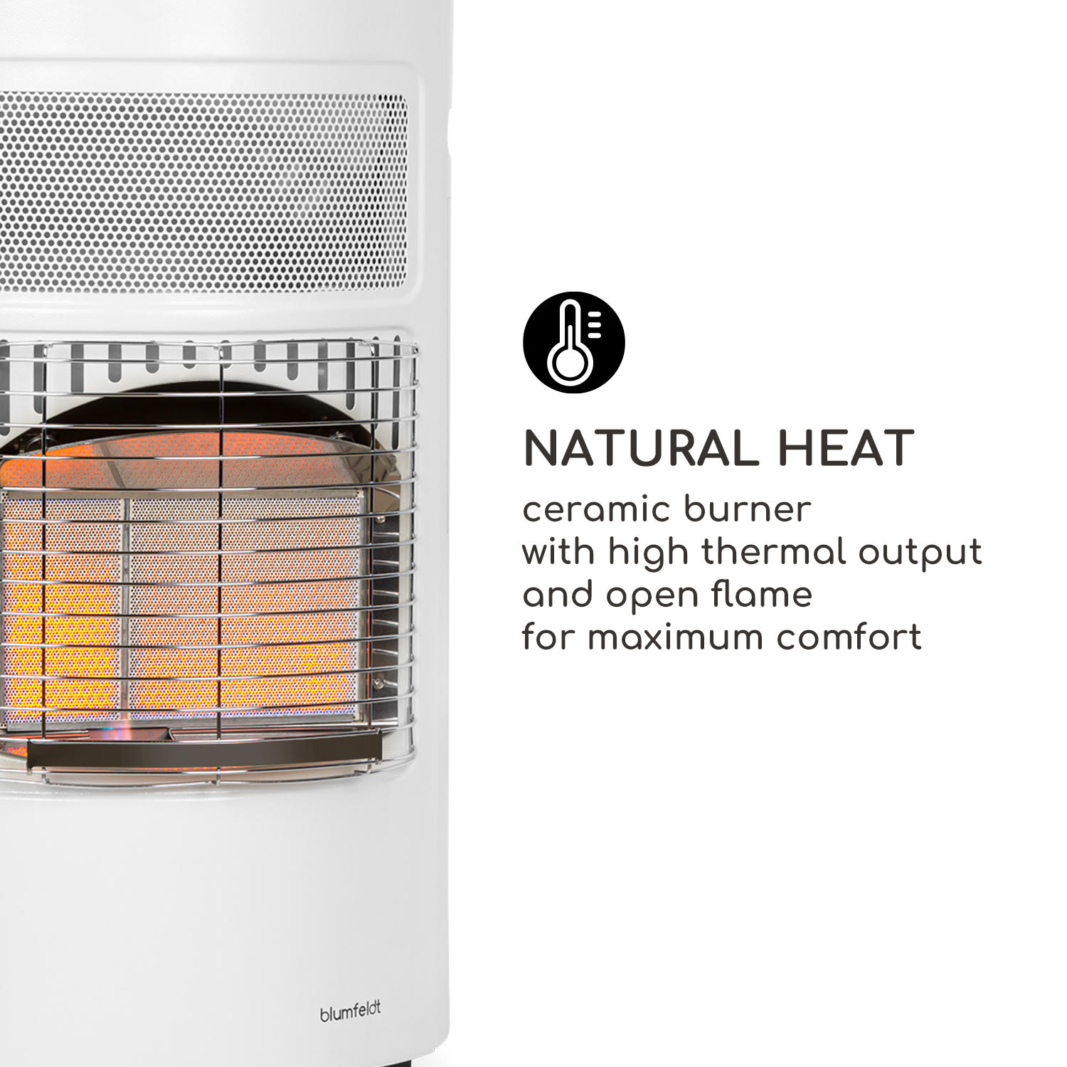 Bonaparte Appareil de chauffage au gaz jusqu'à 4200 W Allumage électrique Bouteilles de gaz jusqu'à 15 kg Blanc