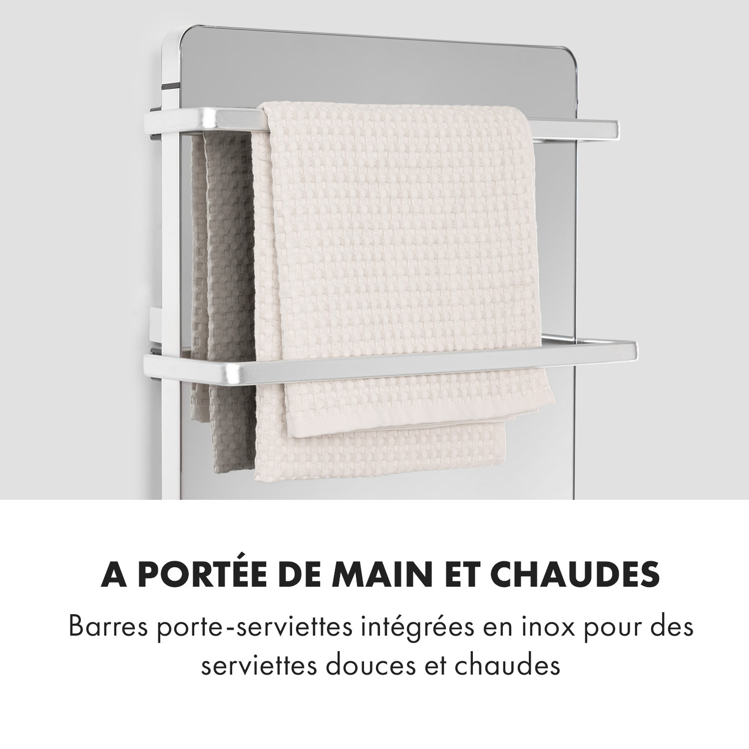 Hot Spot Crystal Flow radiateur de salle de bains 45 x 82 cm 36 m² 2000 W 5-40 °C LED Miroir