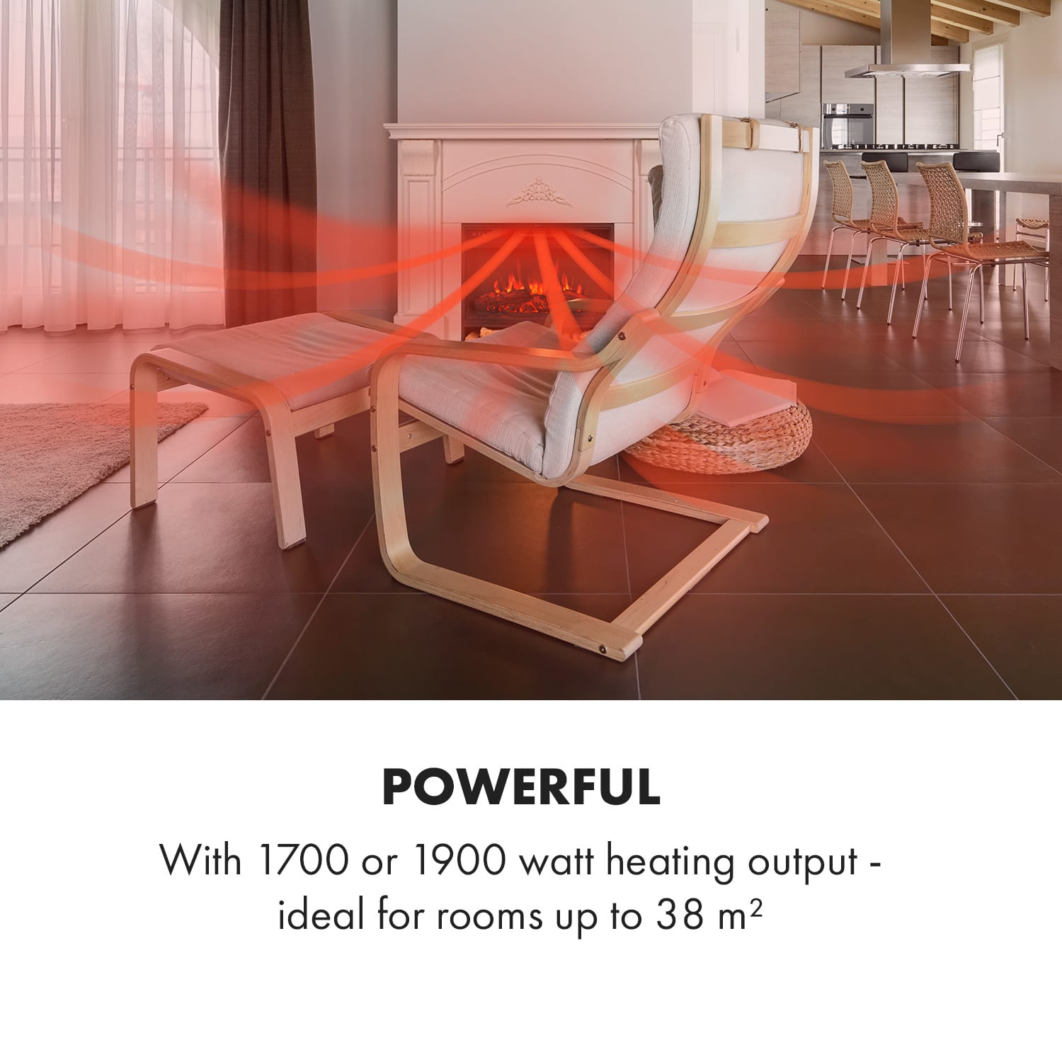 Vulsini Dawn Lareira elétrica 1900 W Tecnologia LED Comando de controlo remoto Estrutura no aspecto de cabana | Branco