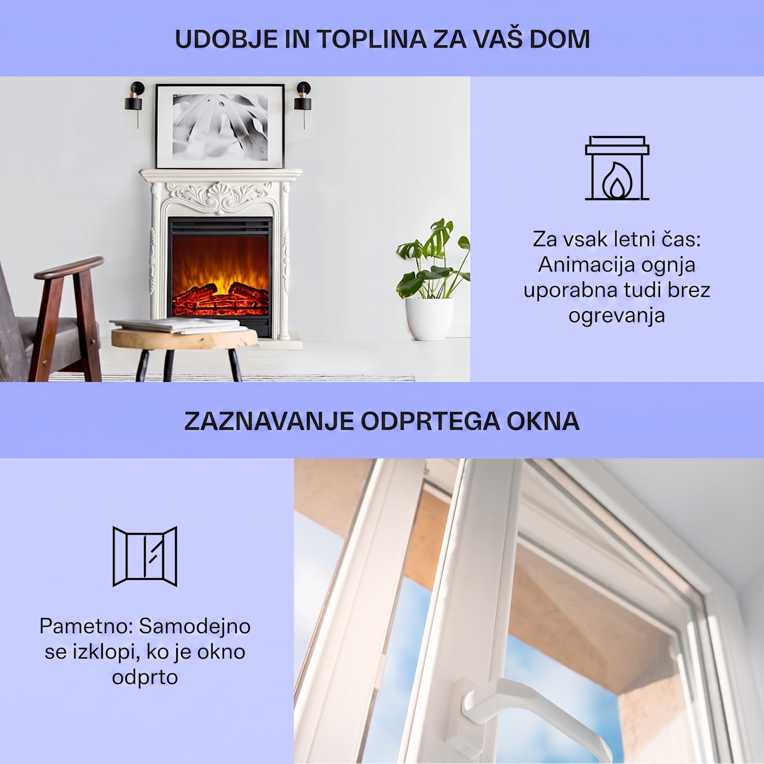 Etna Pozzolana, električni kamin, 1800 W, tedenski časovnik, daljinski upravljalnik, bel 