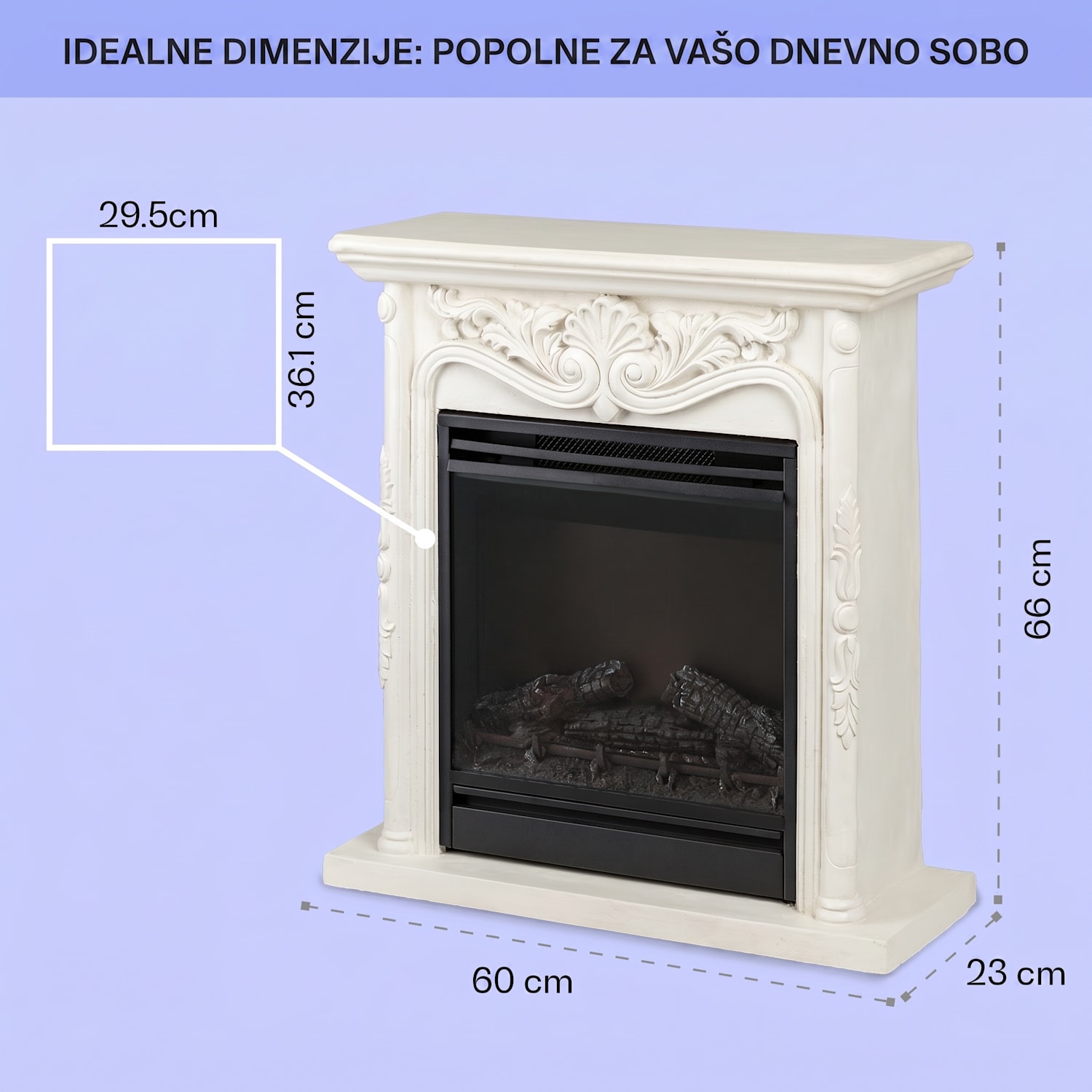 Etna Pozzolana, električni kamin, 1800 W, tedenski časovnik, daljinski upravljalnik, bel 