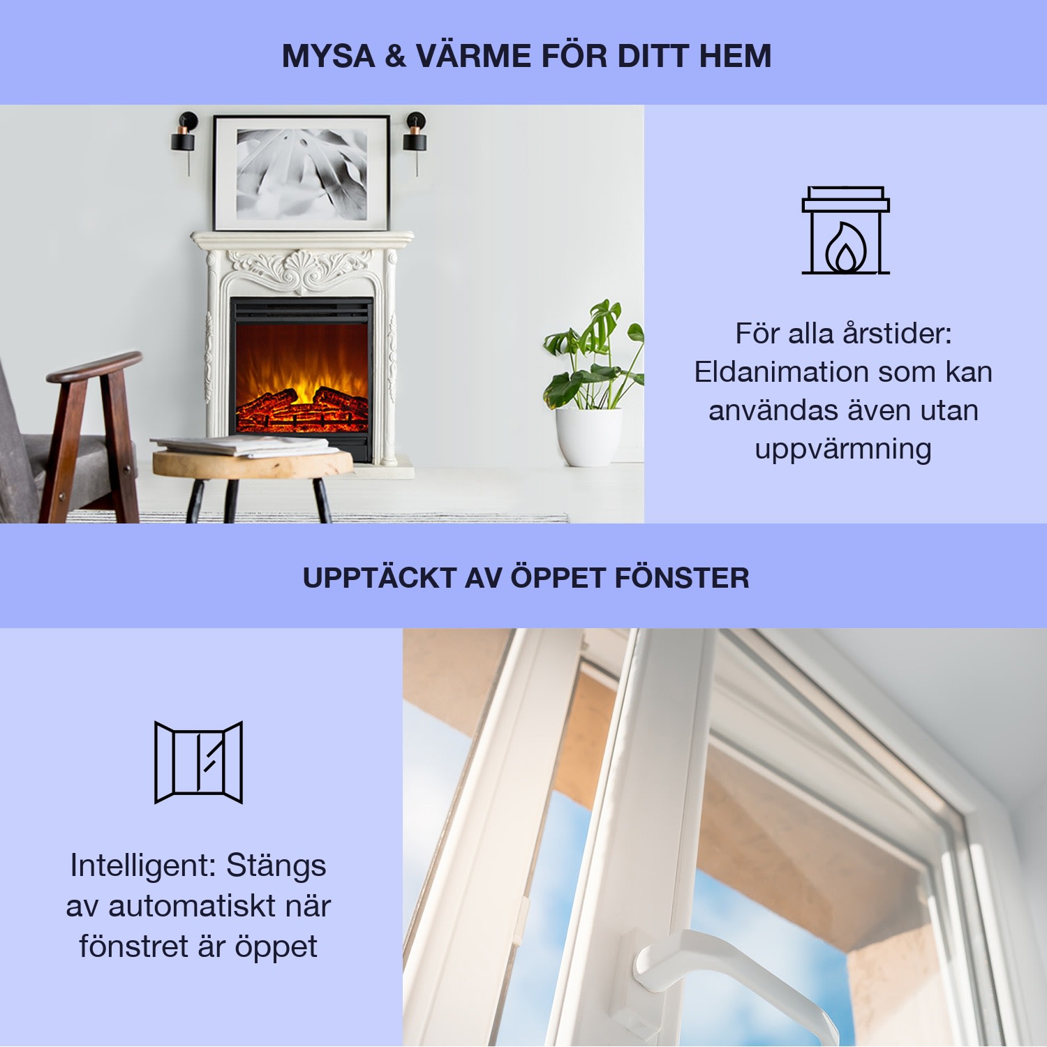 Etna Pozzolana elektrisk kamin 1 800 W veckotimer fjärrkontroll LED Vit | Vit