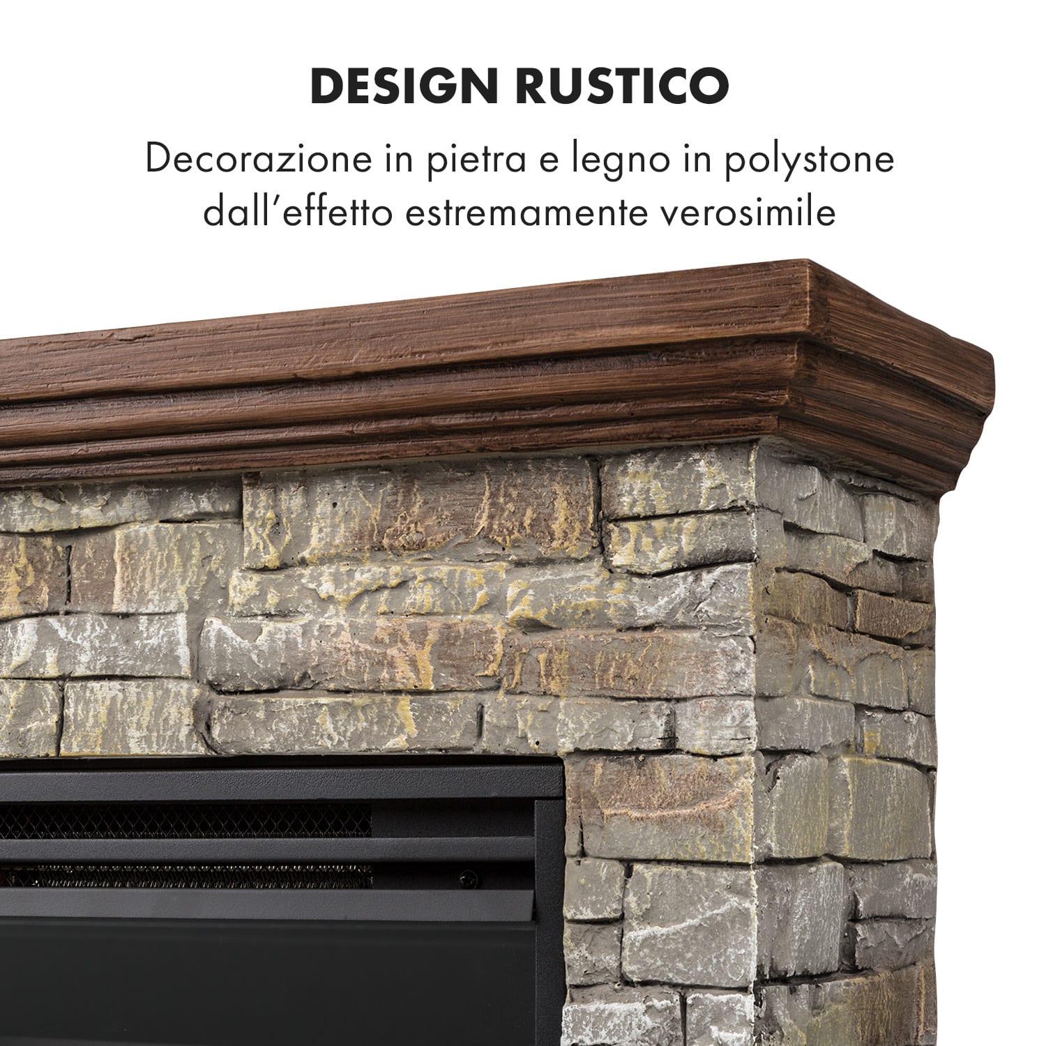 Etna - Camino Elettrico, 1800 W, timer settimanale, telecomando, LED Marrone chiaro | Marrone Scuro