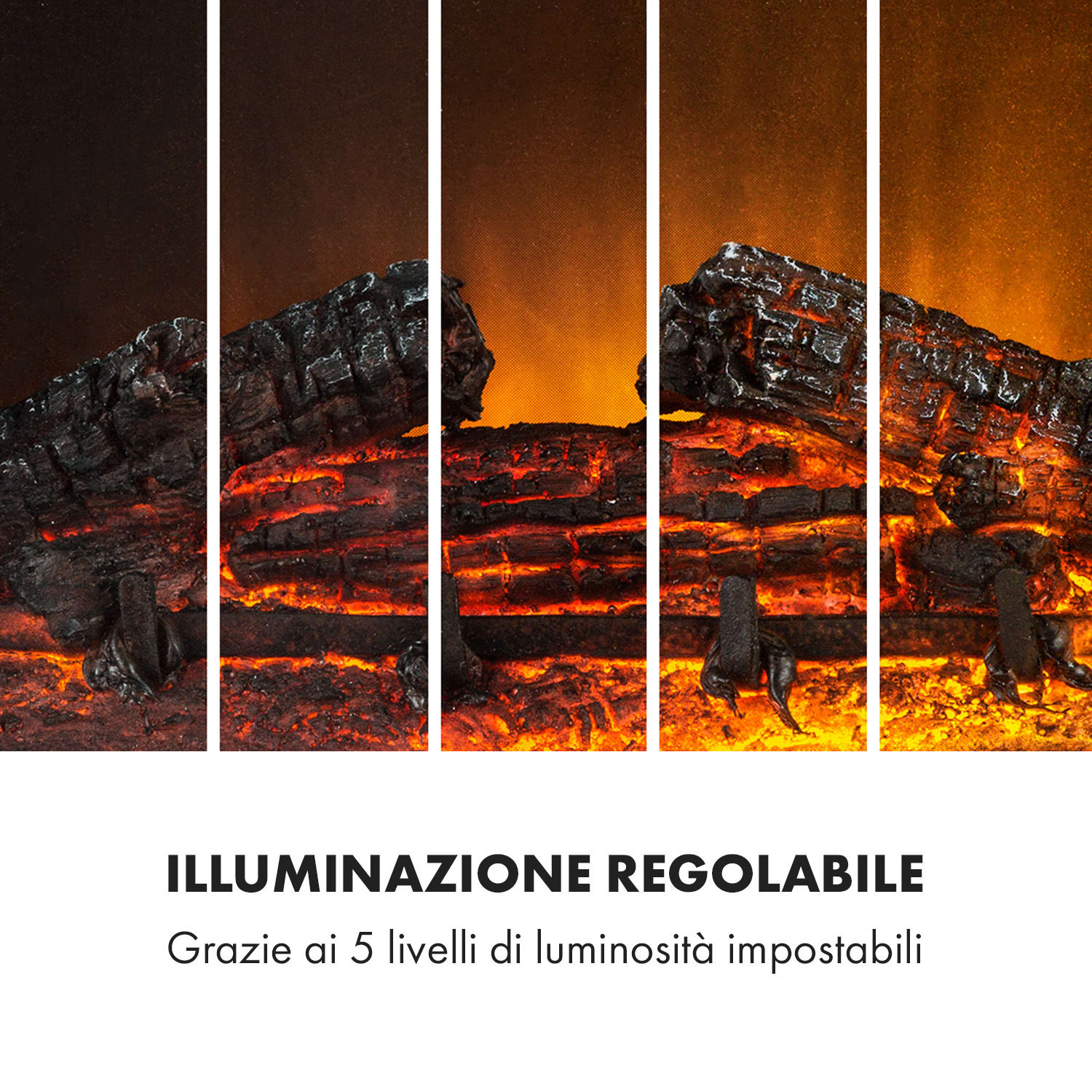 Etna - Camino Elettrico, 1800 W, timer settimanale, telecomando, LED Marrone chiaro | Marrone Scuro