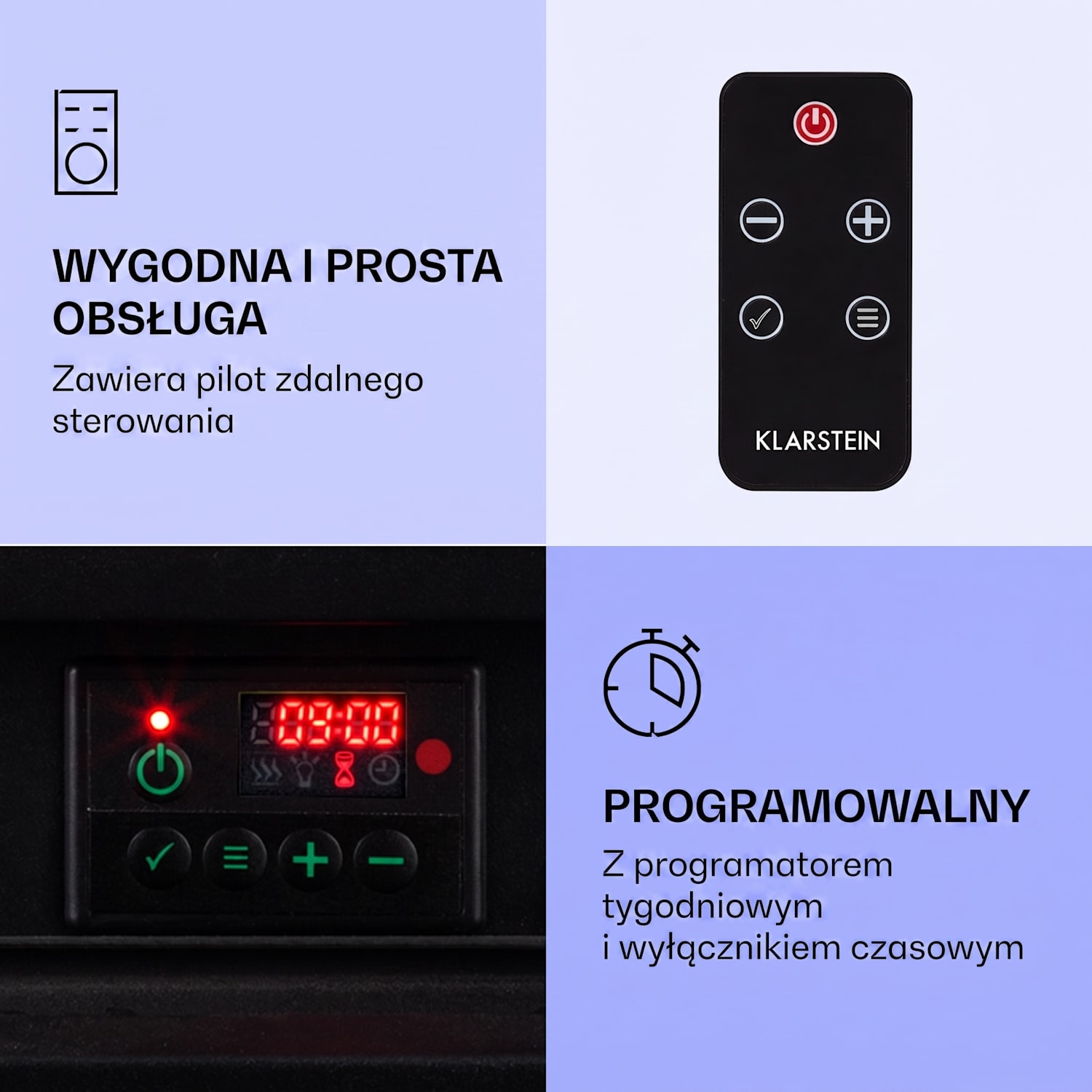 Etna, kominek elektryczny, 1800 W, timer tygodniowy, pilot zdalnego sterowania, szary/ brązowy Jasnobrązowy | Ciemnobrązowy