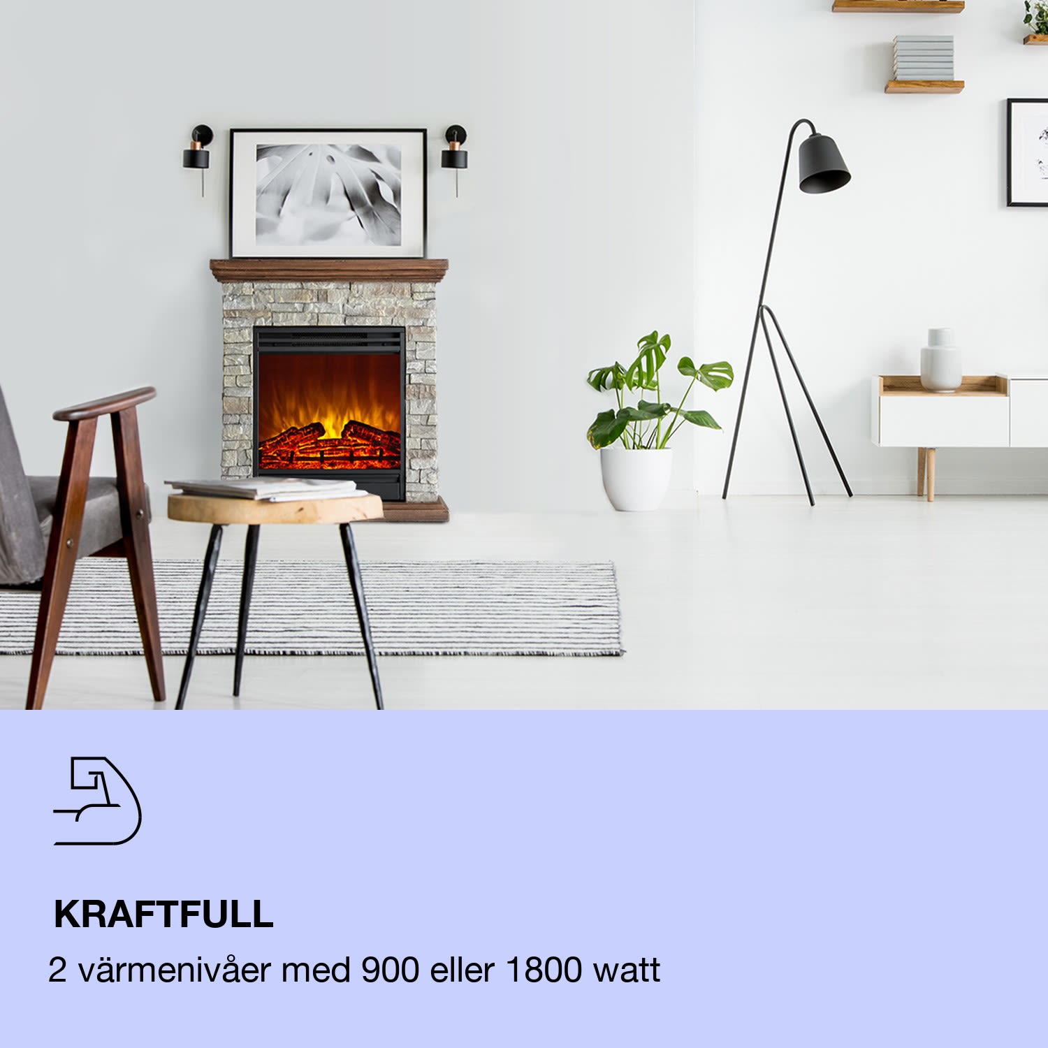 Etna elektrisk eldstad 1 800 W veckovis timer fjärrkontroll LED Ljusbrun | Mörkbrun
