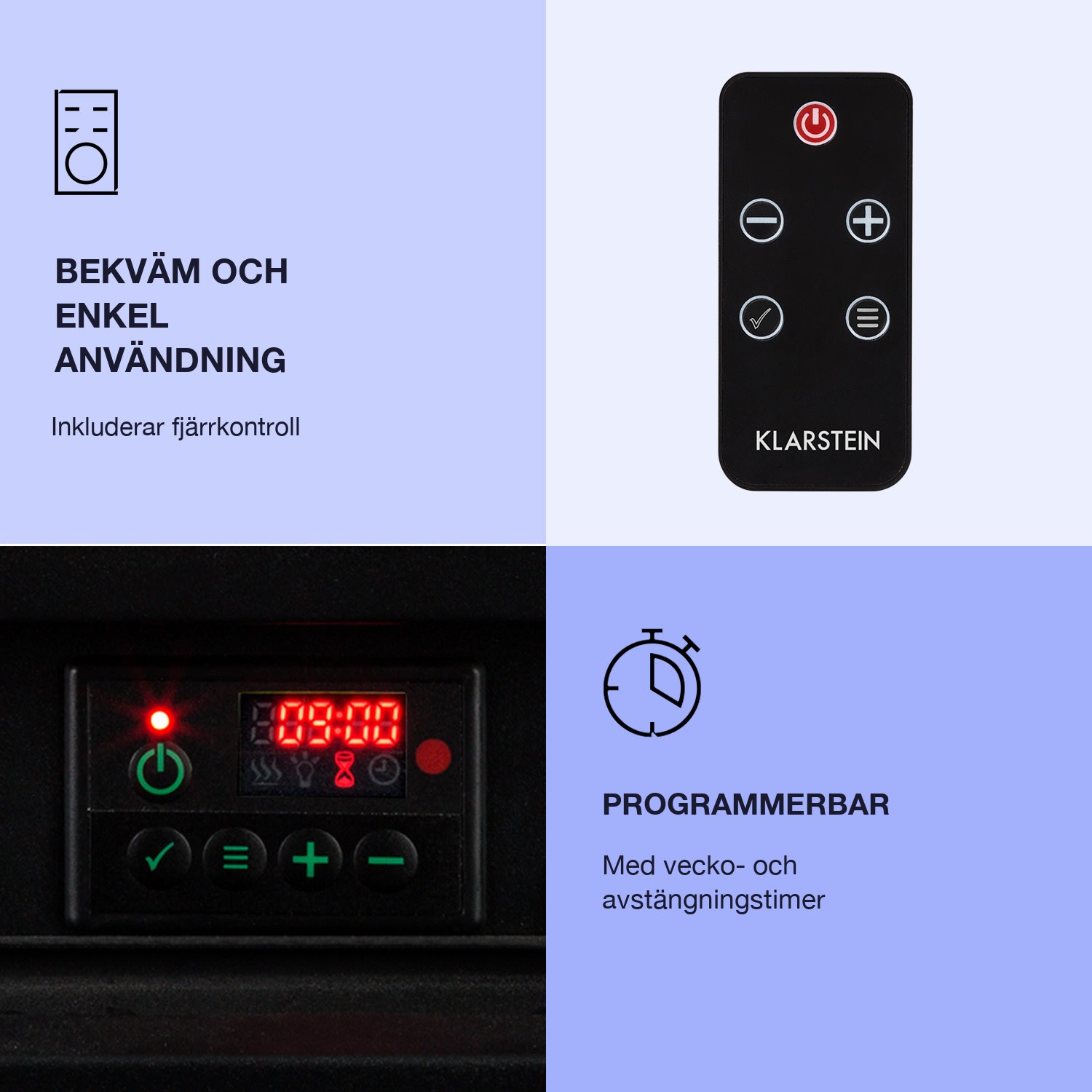 Etna elektrisk eldstad 1 800 W veckovis timer fjärrkontroll LED Ljusbrun | Mörkbrun