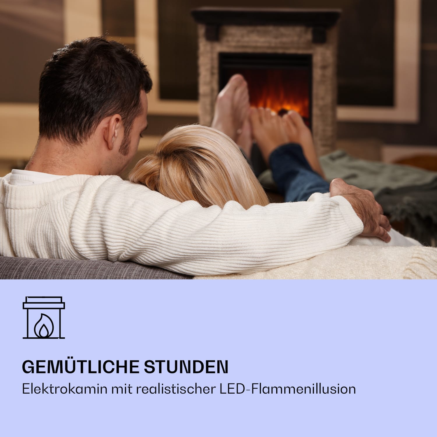 Etna Elektrokamin 1800W Wochentimer Fernbedienung LED Cool Gray Stone