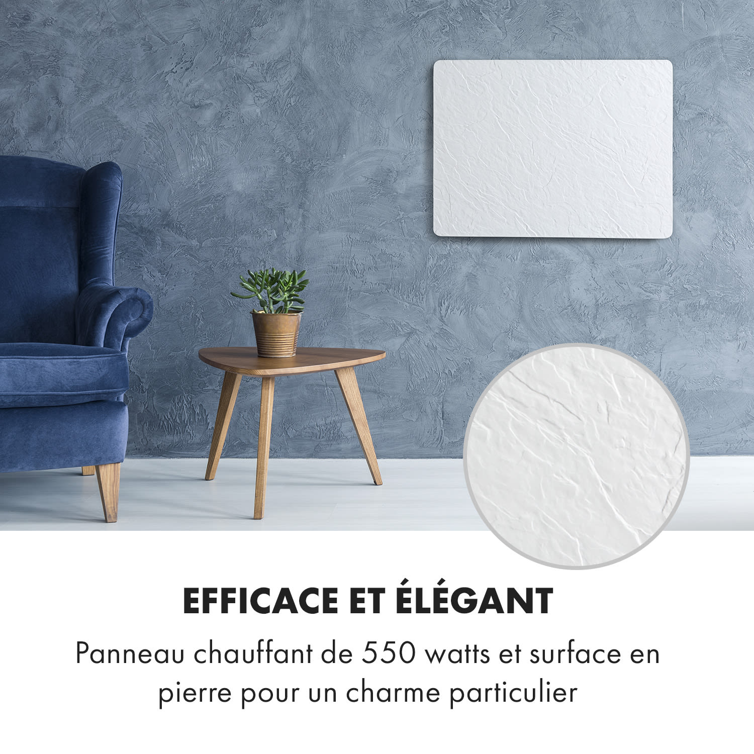 Wonderwall Earth radiateur infrarouge 80x60 cm 550 W montage mural blanc Blanc