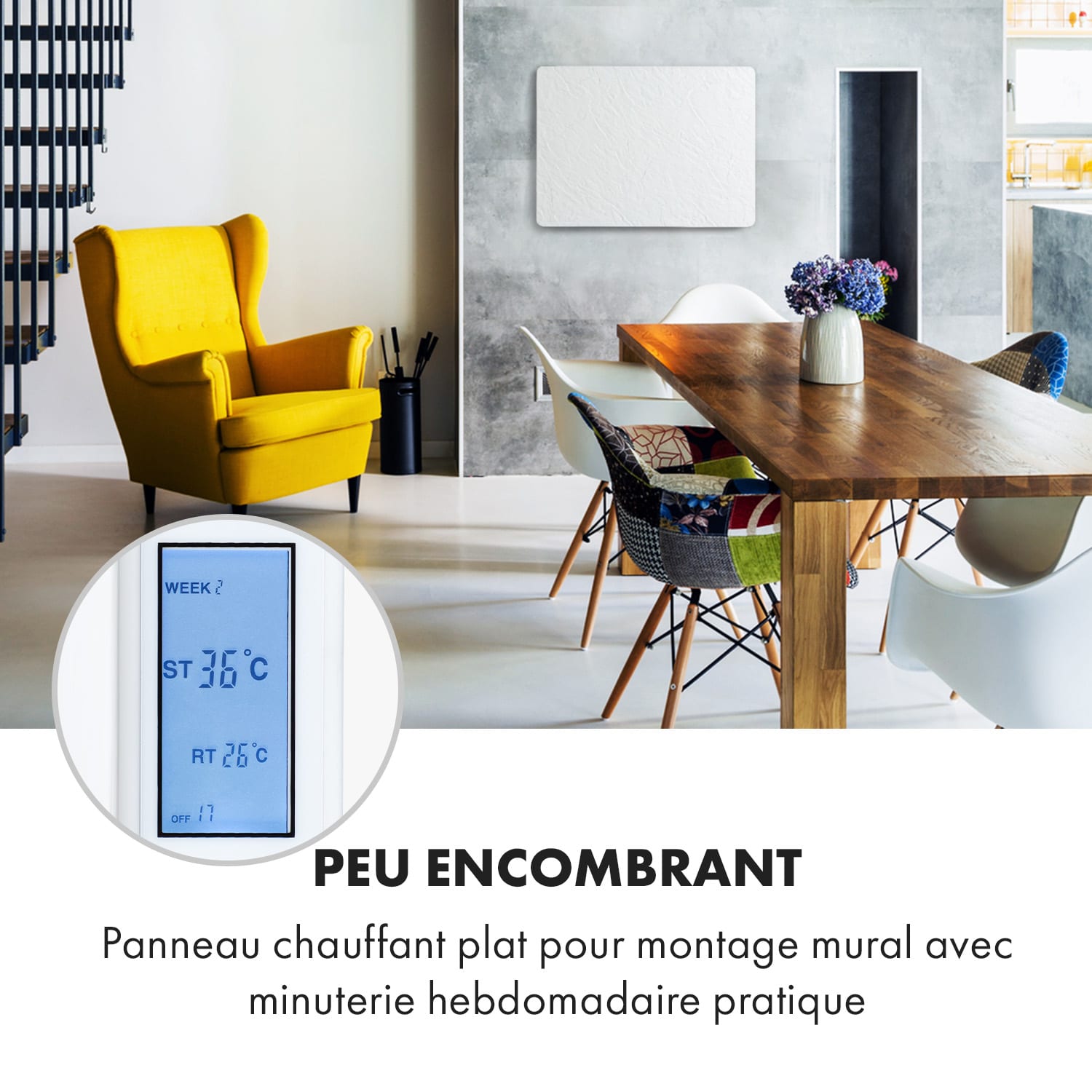 Wonderwall Earth radiateur infrarouge 80x60 cm 550 W montage mural blanc Blanc