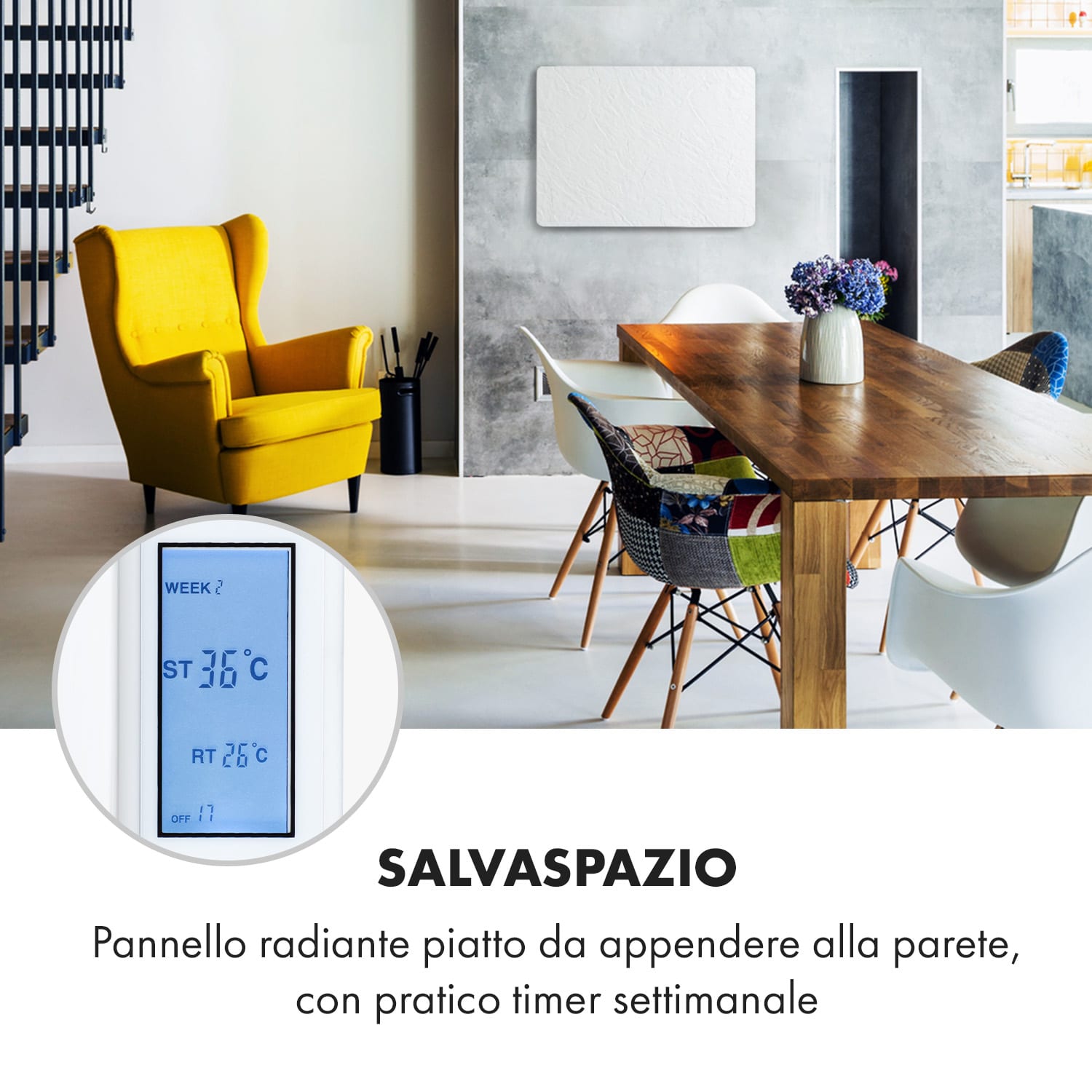 Wonderwall Earth riscaldamento a infrarossi 80x60cm 550W montaggio a parete bianco Bianco