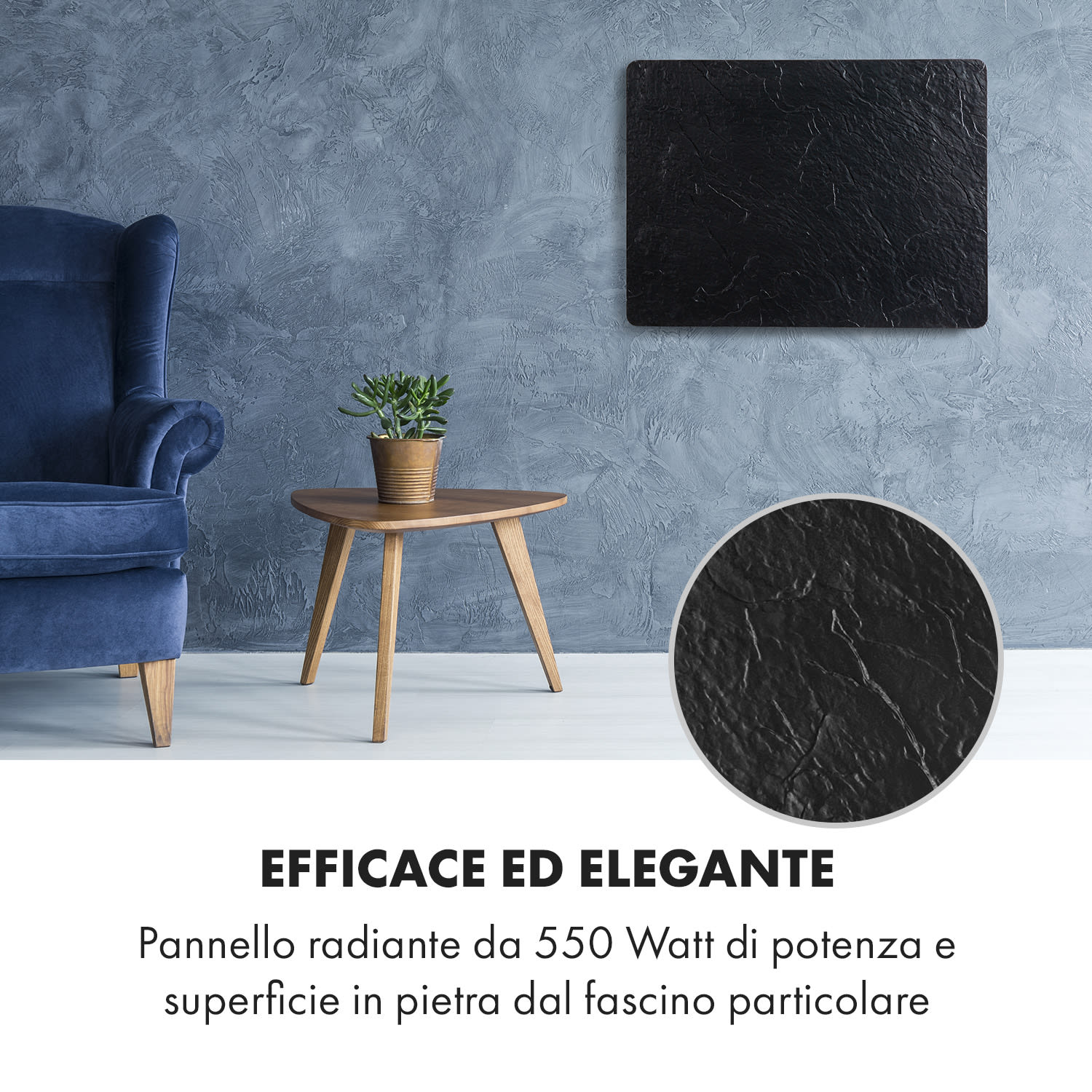 Wonderwall Earth riscaldamento a infrarossi 80x60cm 550W montaggio a parete nero Nero
