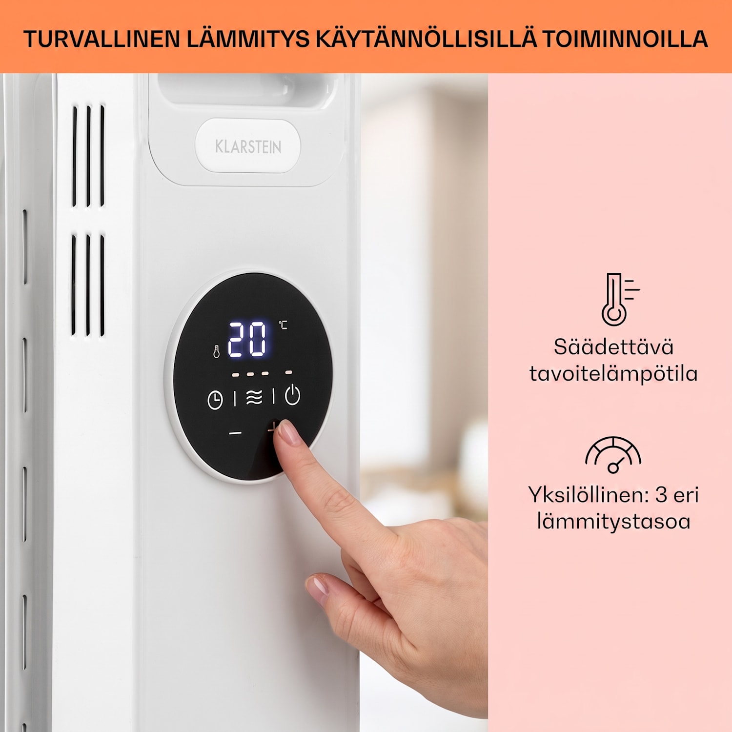 Thermaxx Heatstream öljytäytteinen lämmitin 2500 W 5–35 °C 24 h ajastin valkoinen Valkoinen
