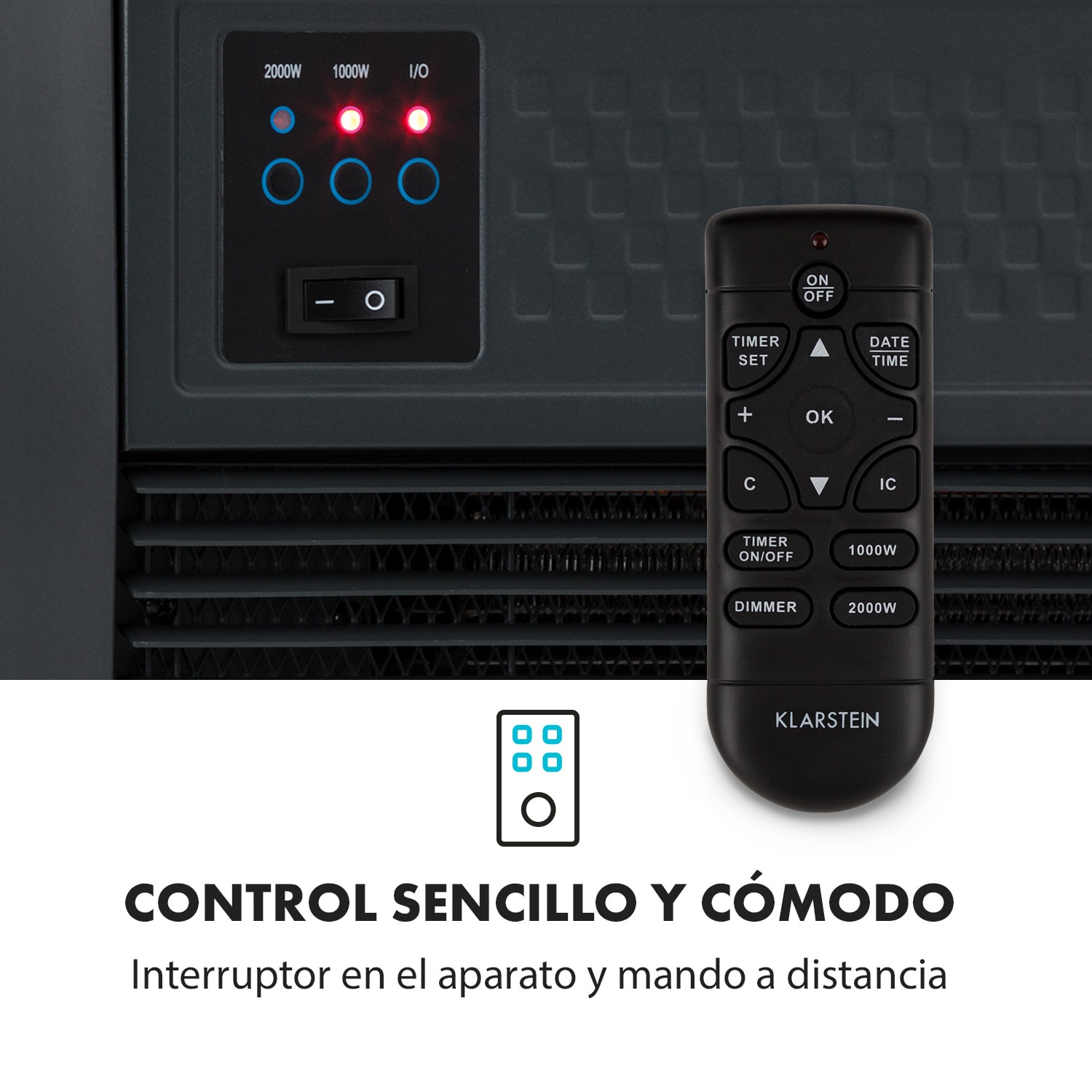 Kamini FXL Chimenea eléctrica Pieza de chimenea 1000/2000W Led de 2W 