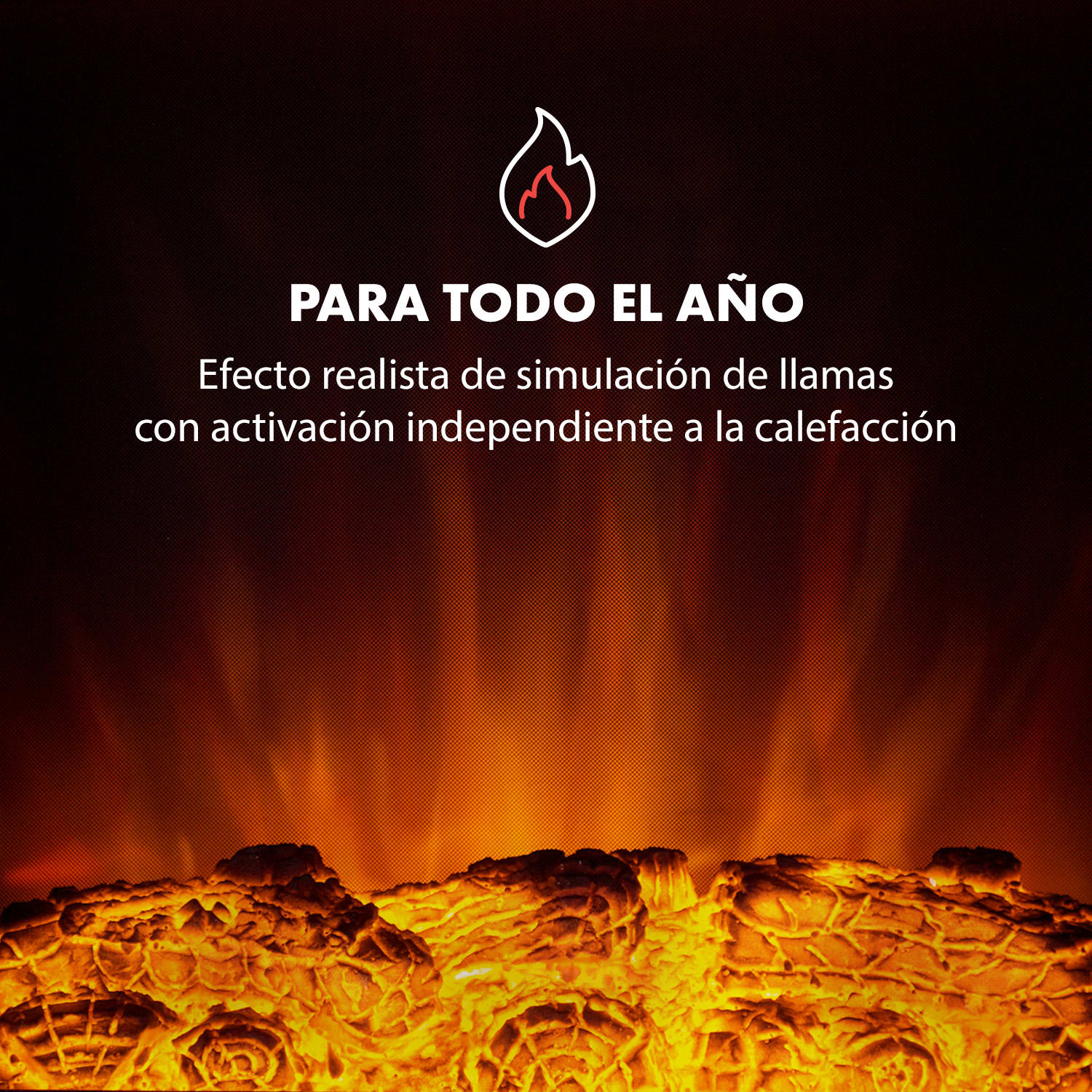 Kamini FXL Chimenea eléctrica Pieza de chimenea 1000/2000W Led de 2W 