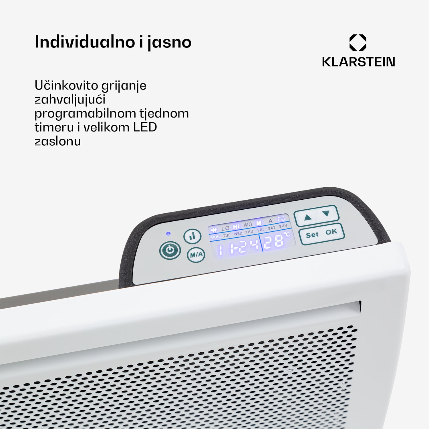 Hot Spot Slimcurve Double Wave, 2u1 grijalica, 1000 W, tjedni tajmer, bijela 1000 W | Bijela