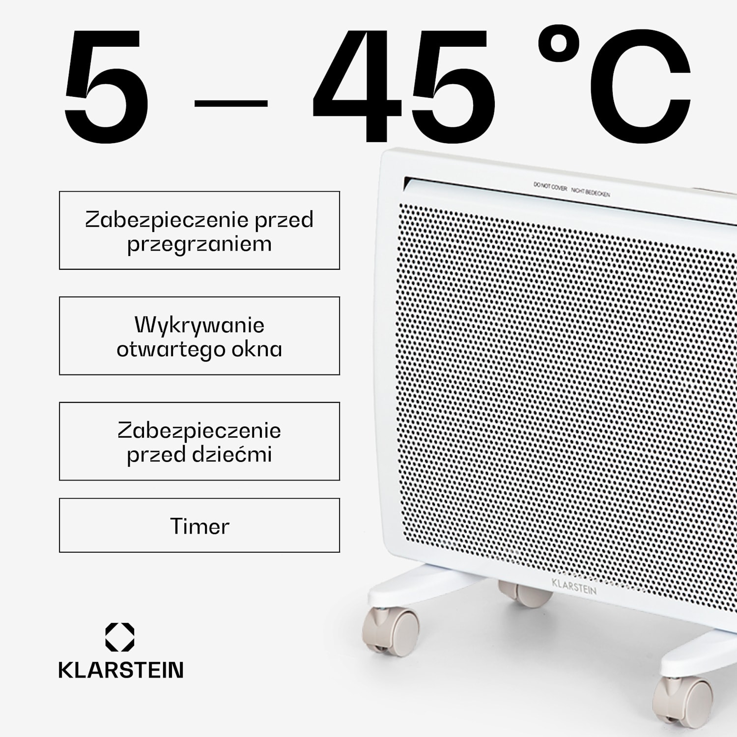 Hot Spot Slimcurve Double Wave, grzejnik typu „2 w 1”, 1000 W, timer tygodniowy, biały 1000 W | Biały