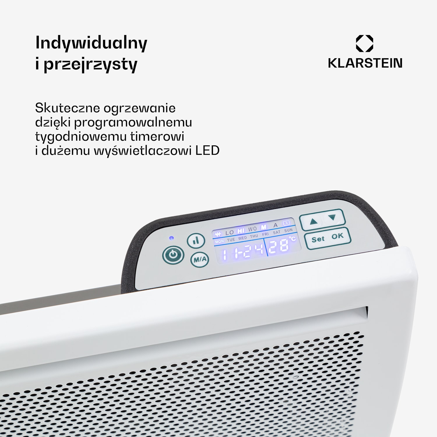 Hot Spot Slimcurve Double Wave, grzejnik typu „2 w 1”, 1000 W, timer tygodniowy, biały 1000 W | Biały