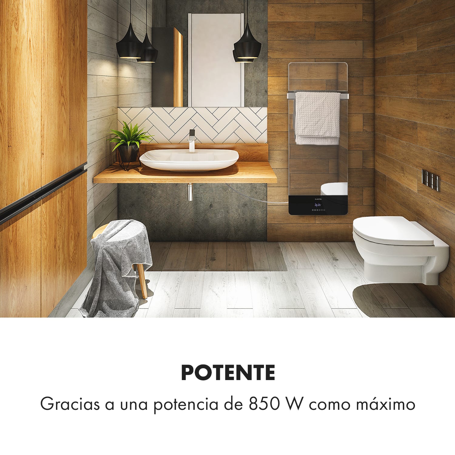 Hot Spot Crystal Reflect Smart Panel calefactor por infrarrojos 850W App Temporizador Espejo 