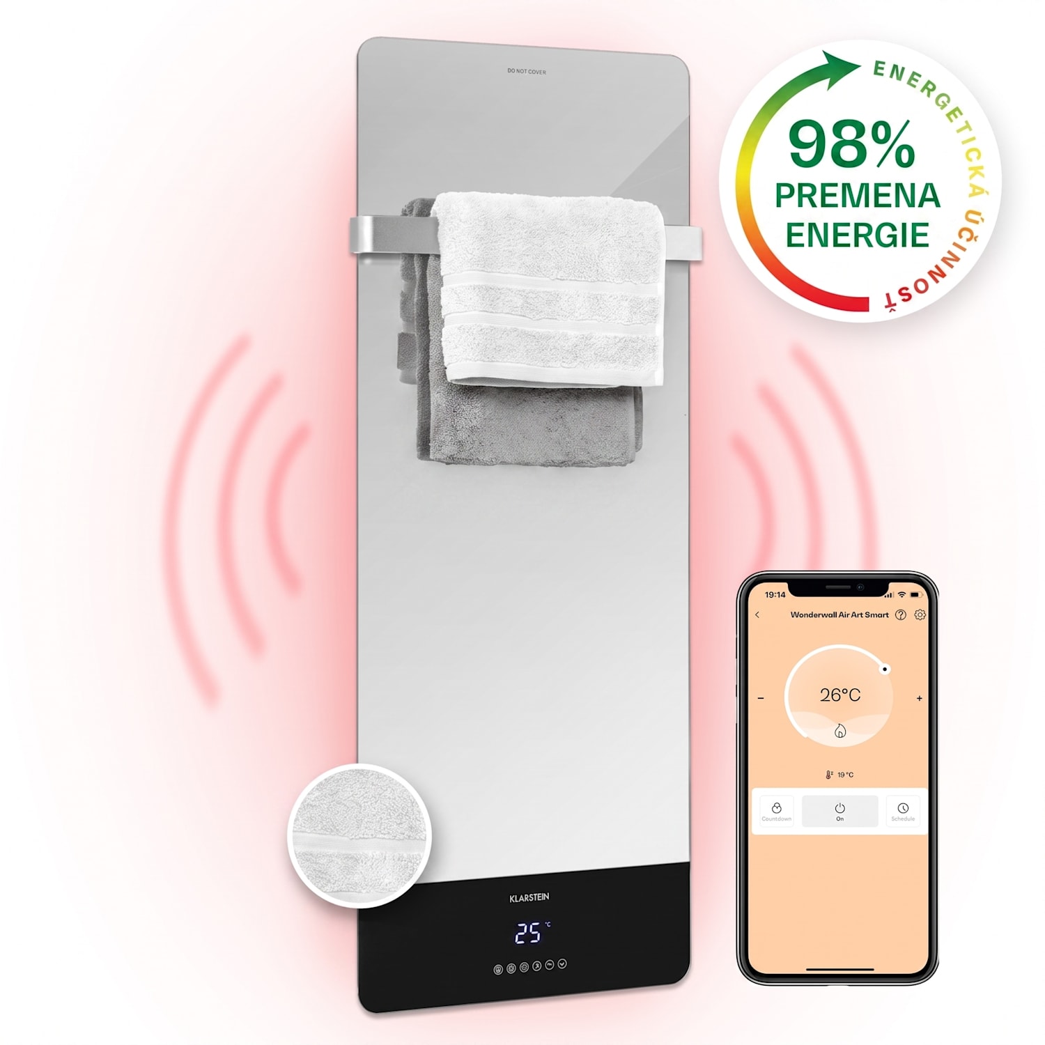 Hot Spot Crystal Reflect Smart, infračervený ohrievač, 850 W, aplikácia, časovač, zrkadlo 850 W | Áno