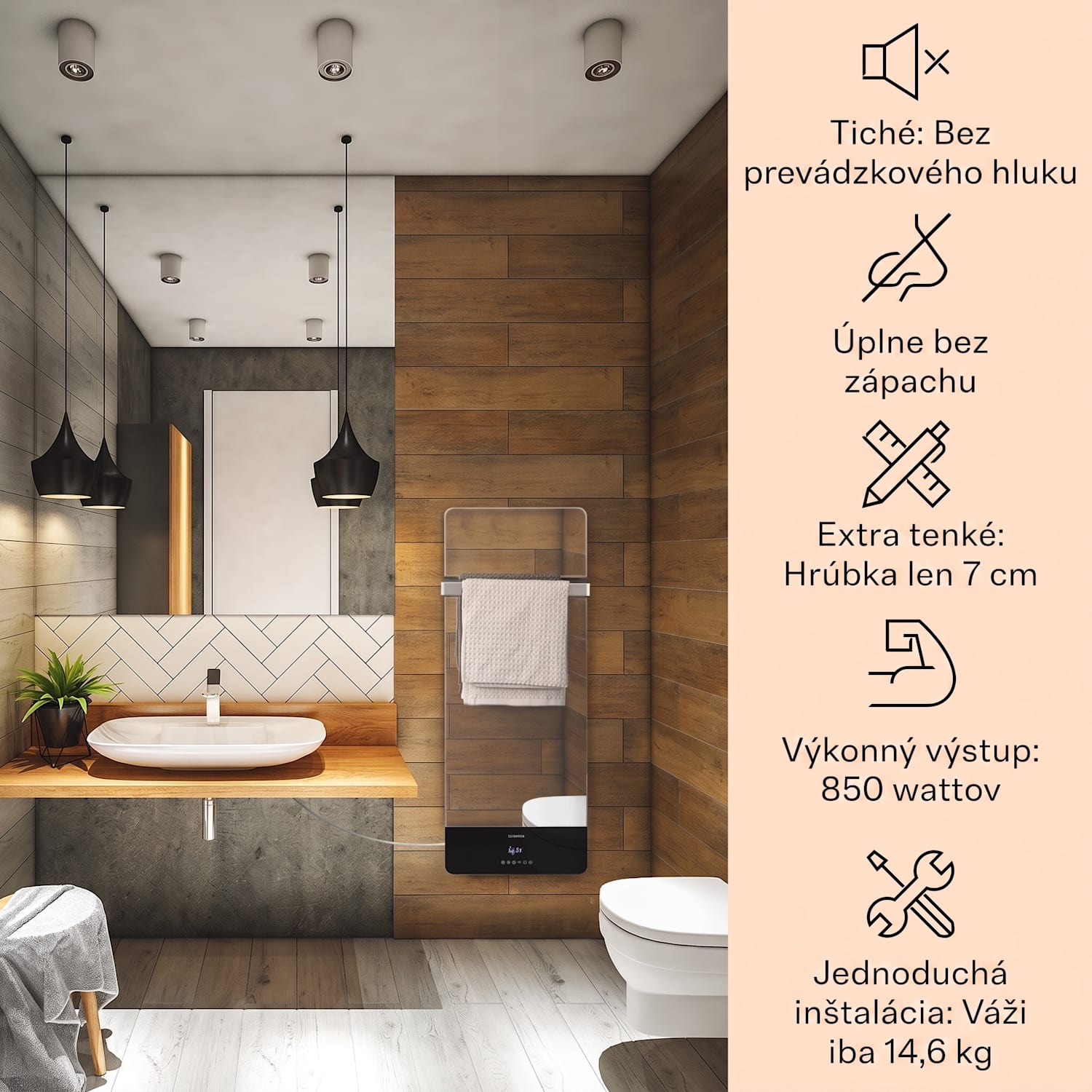 Hot Spot Crystal Reflect Smart, infračervený ohrievač, 850 W, aplikácia, časovač, zrkadlo 850 W | Áno