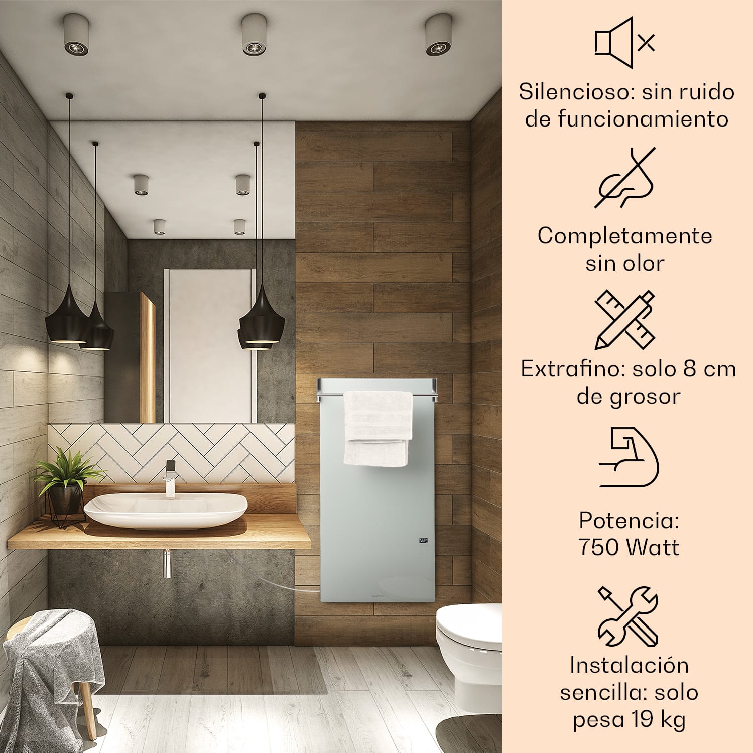 Hot Spot Crystal Spotless Smart Panel calefactor infrarrojo de 750W App Blanco 