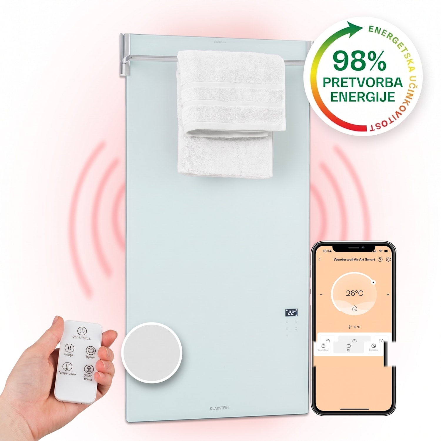 Hot Spot Crystal Spotless Smart, infracrveni grijač, 750 W, aplikacija, bijeli 750 W | Da