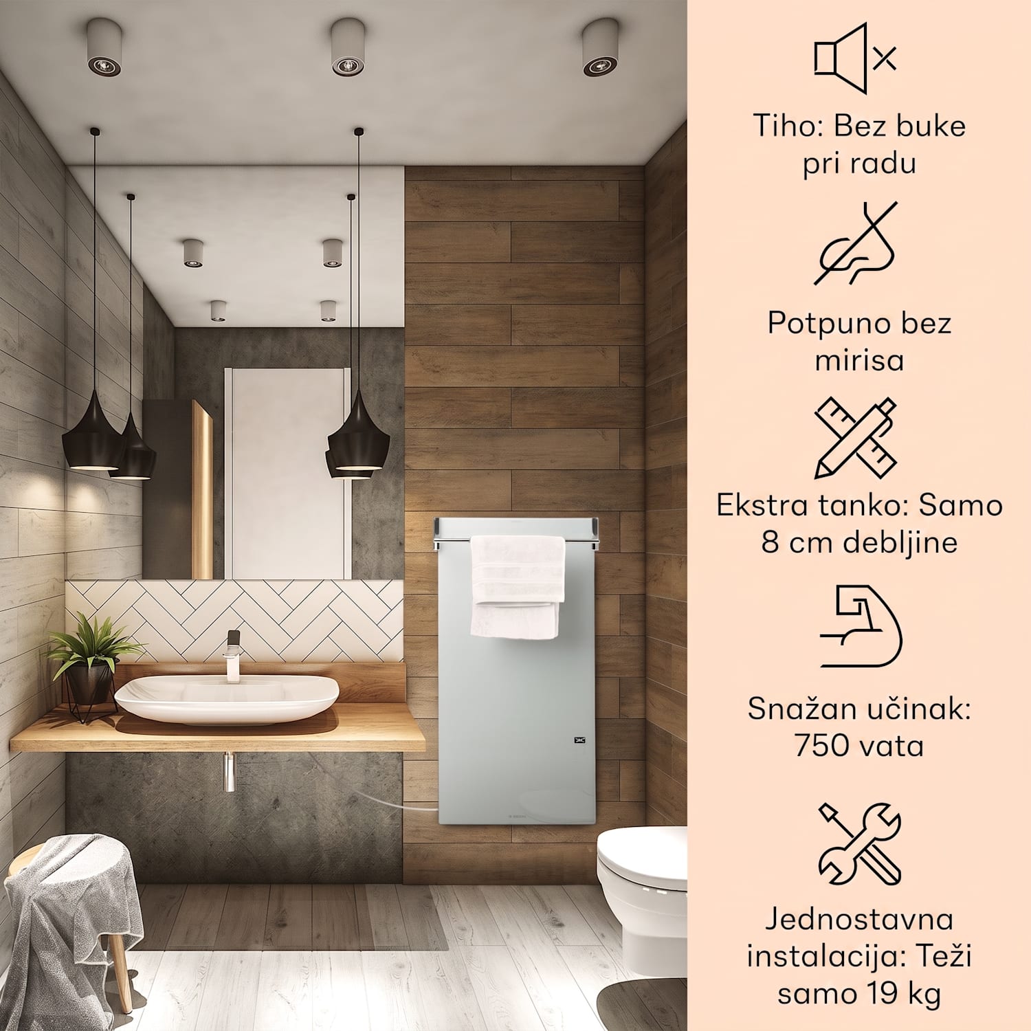 Hot Spot Crystal Spotless Smart, infracrveni grijač, 750 W, aplikacija, bijeli 750 W | Da