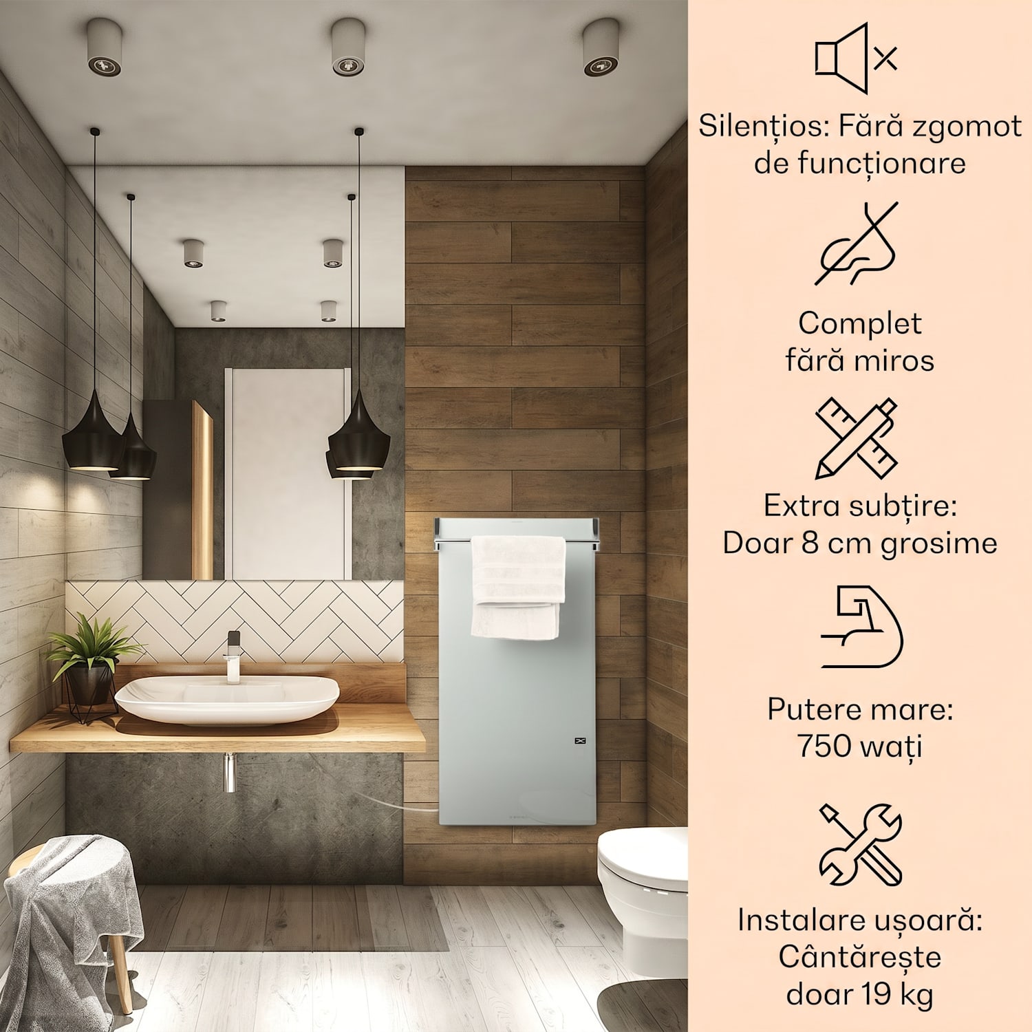 Hot Spot Crystal Spotless Smart, încălzitor cu infraroșu, 750 W, aplicație, alb 750 W | Da