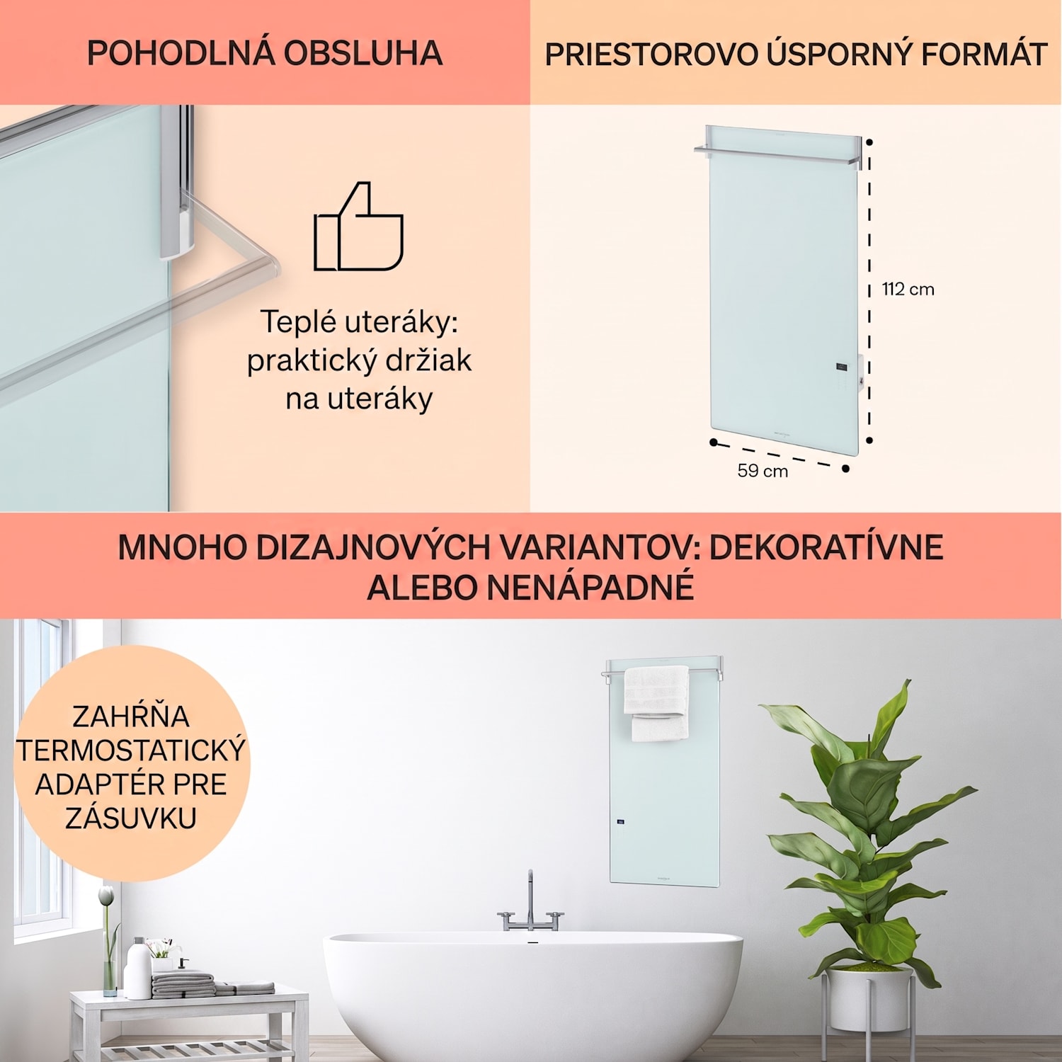 Hot Spot Crystal Spotless Smart, infračervený ohrievač, 750 W, aplikácia, biely 750 W | Áno