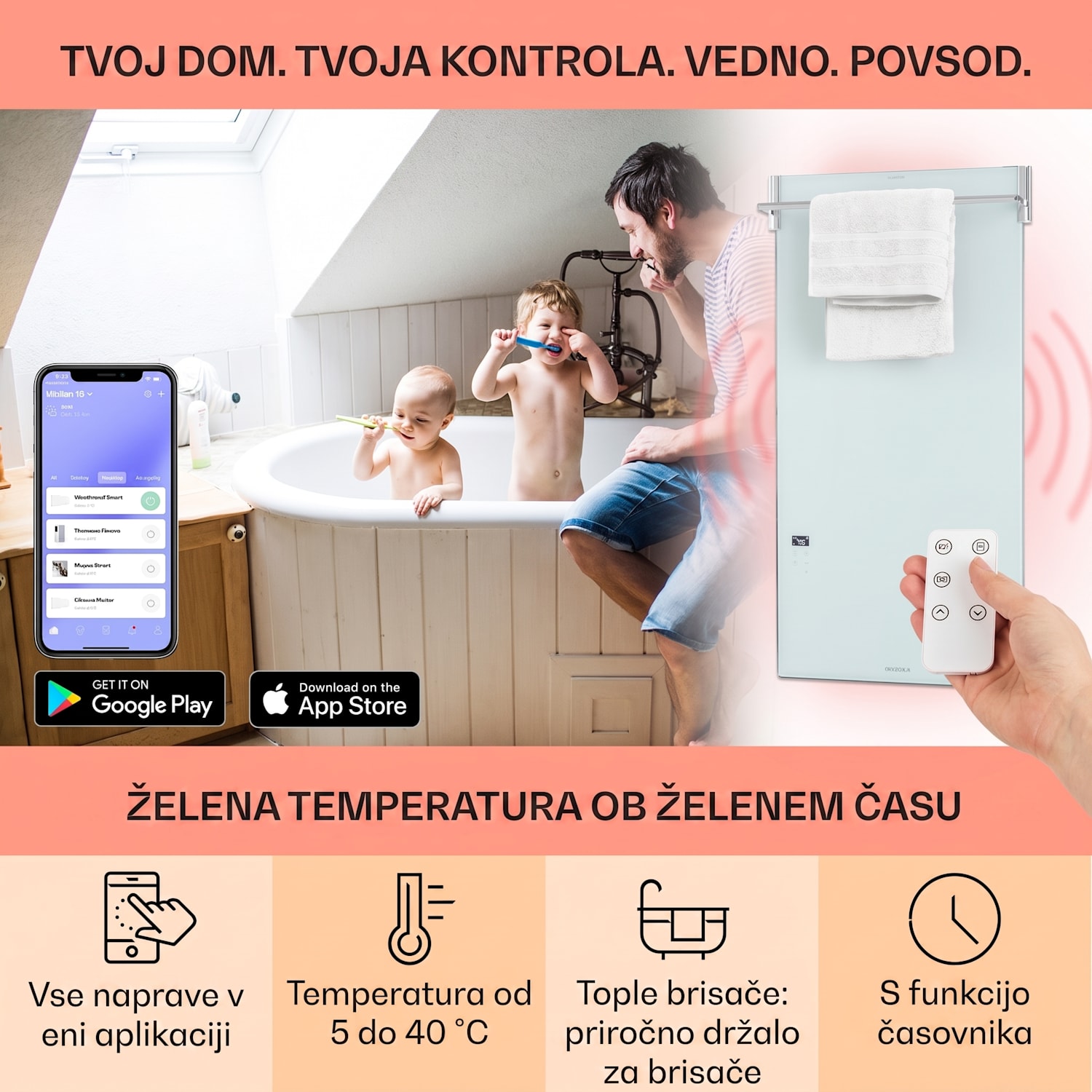 Hot Spot Crystal Spotless Smart, infrardeč grelnik, 750 W, aplikacija, bel 750 W | Da