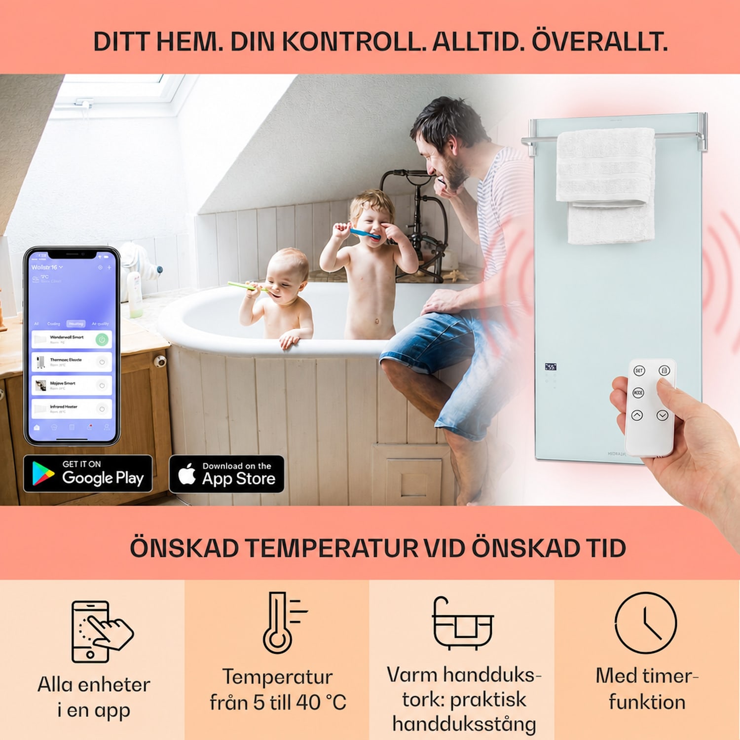 Hot Spot Crystal Spotless Smart infravärmare 750 W app vit 750 W | Ja