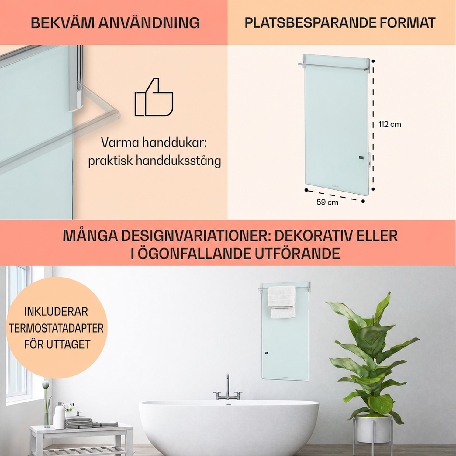 Hot Spot Crystal Spotless Smart infravärmare 750 W app vit 750 W | Ja