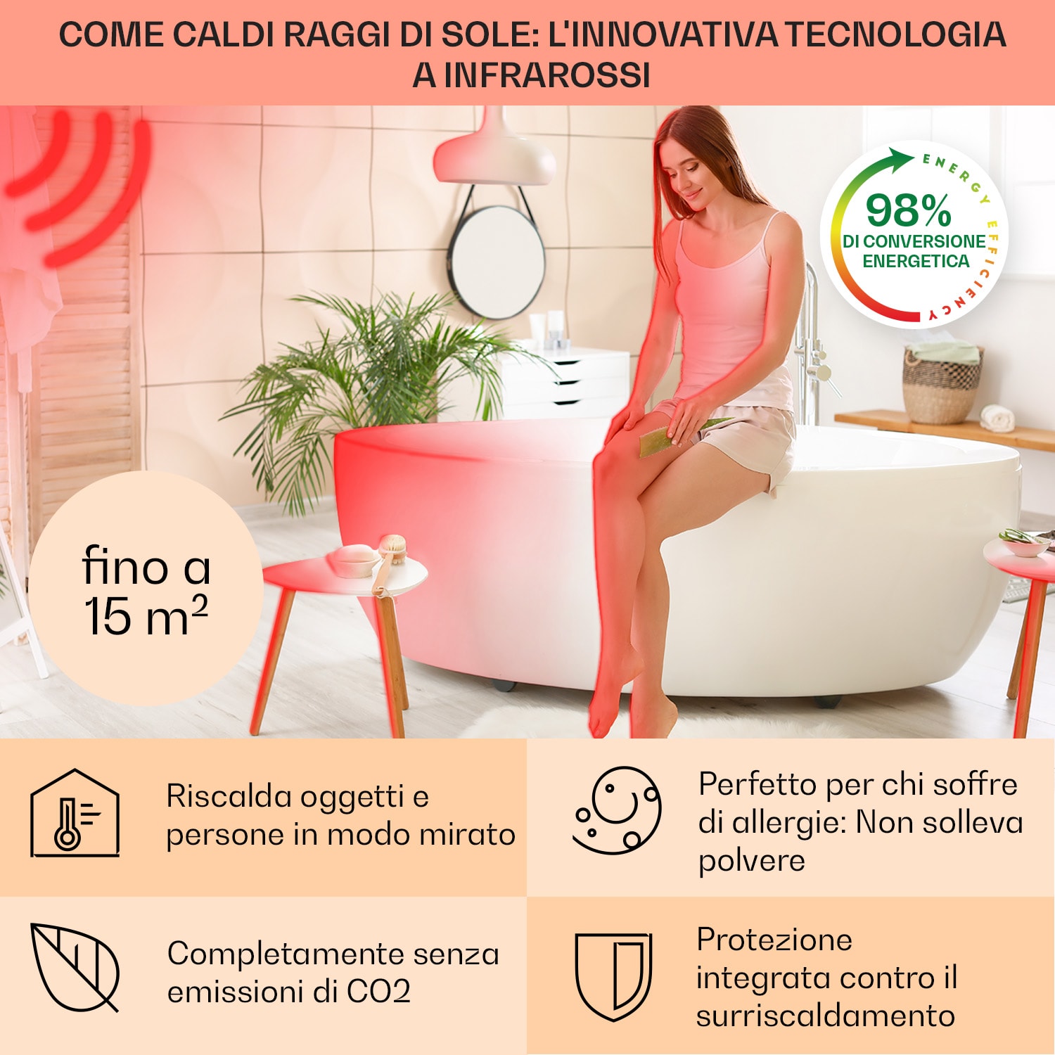 Hot Spot Crystal Spotless Smart Pannello Riscaldante Infrarossi 750W App nero Nero