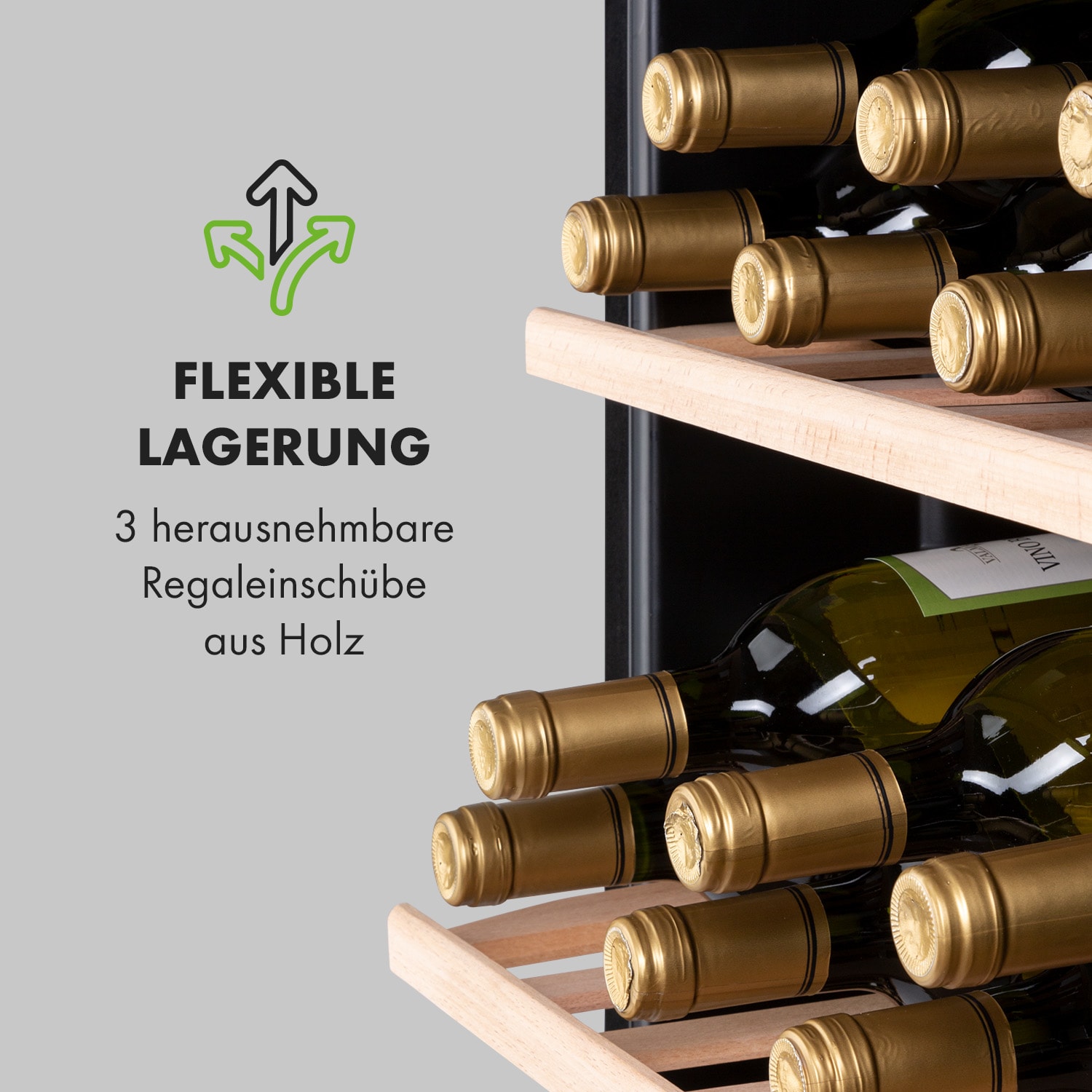Vinamour 48 Uno Weinkühlschrank 128l 48Fl 3 Einschübe 4-18°C 48 Flaschen | 1 Kühlzone | Edelstahl