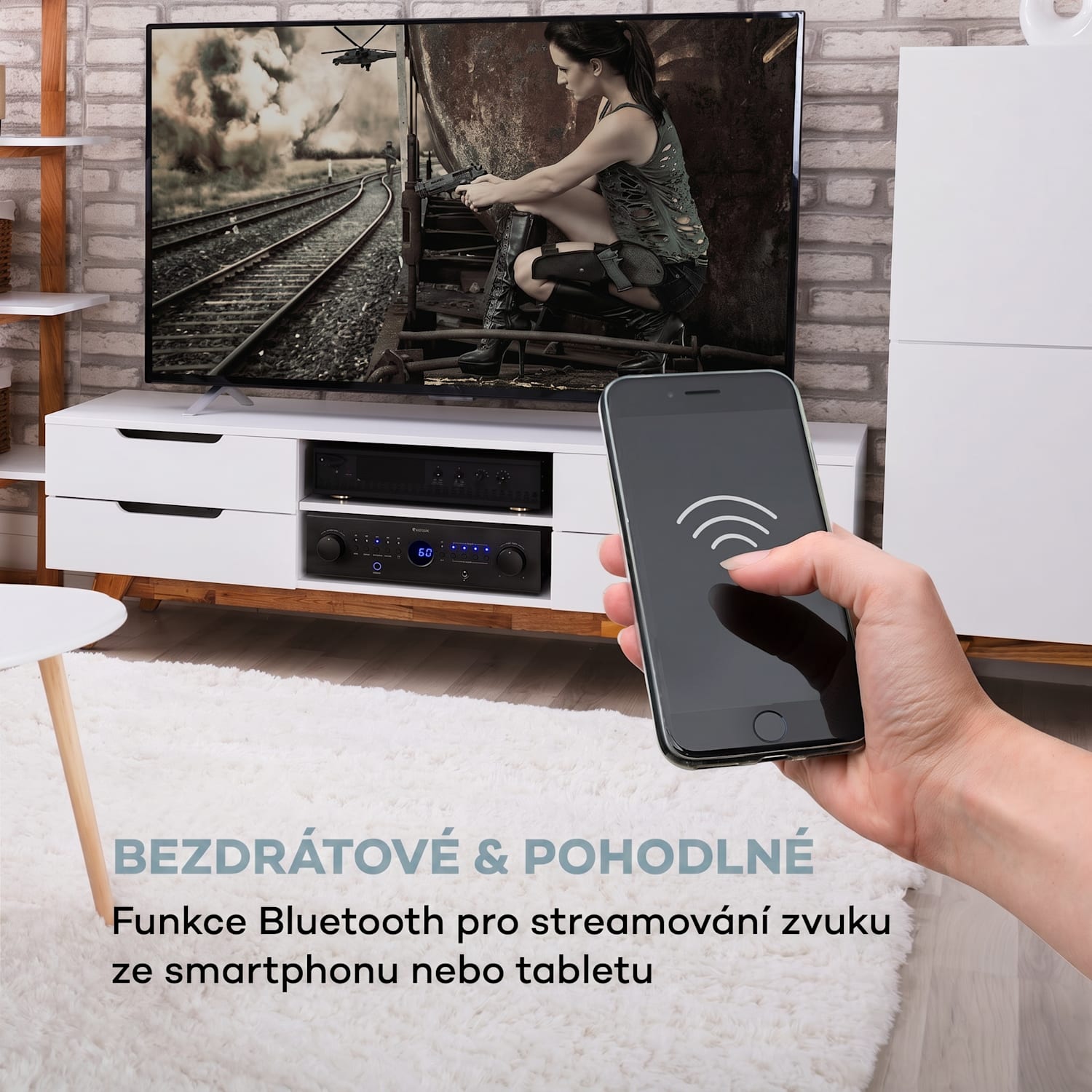 AMP-CD950 DG, digitální vícekanálový zesilovač, 8 x 100 W, BT, opt. vstup, dálkové ovládání Černá