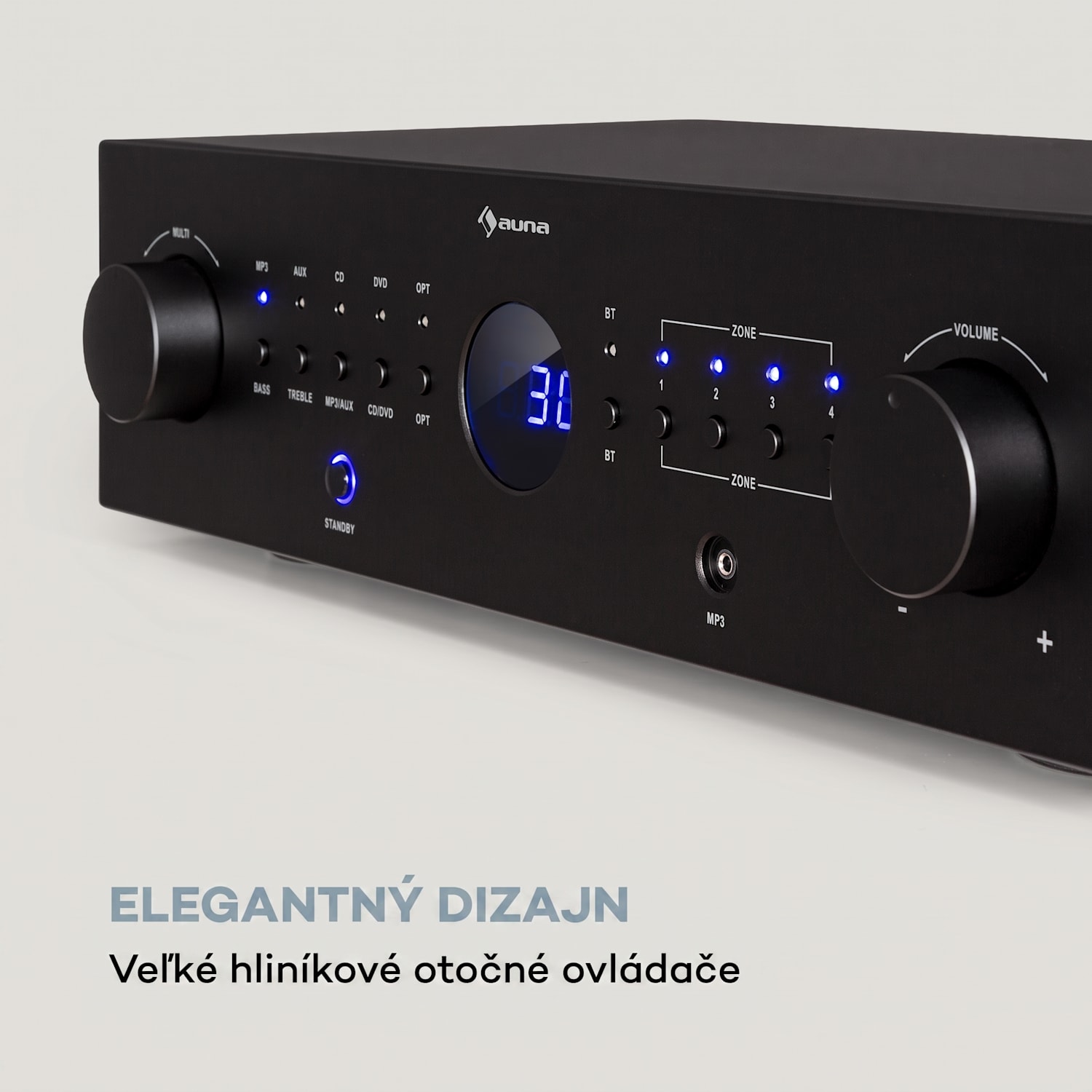AMP-CD950 DG, digitálny viackanálový zosilňovač, 8 x 100 W, BT, opt. vstup, diaľkový ovládač Čierna