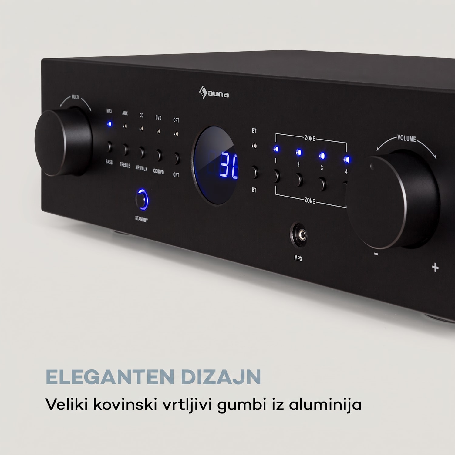 AMP-CD950 DG, digitalni večkanalni ojačevalnik, 8 x 100 W, BT, opt. vhod, daljinski upravljalnik Črna