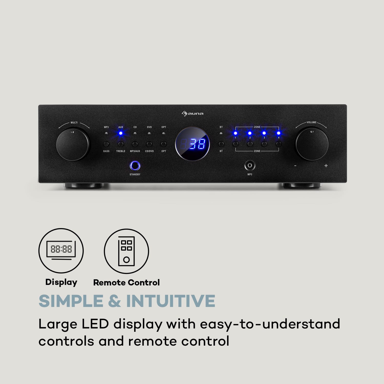 AMP-CD950 DG Digital Multi-channel Amplifier 8x100W BT Opt.-In Remote Control Black