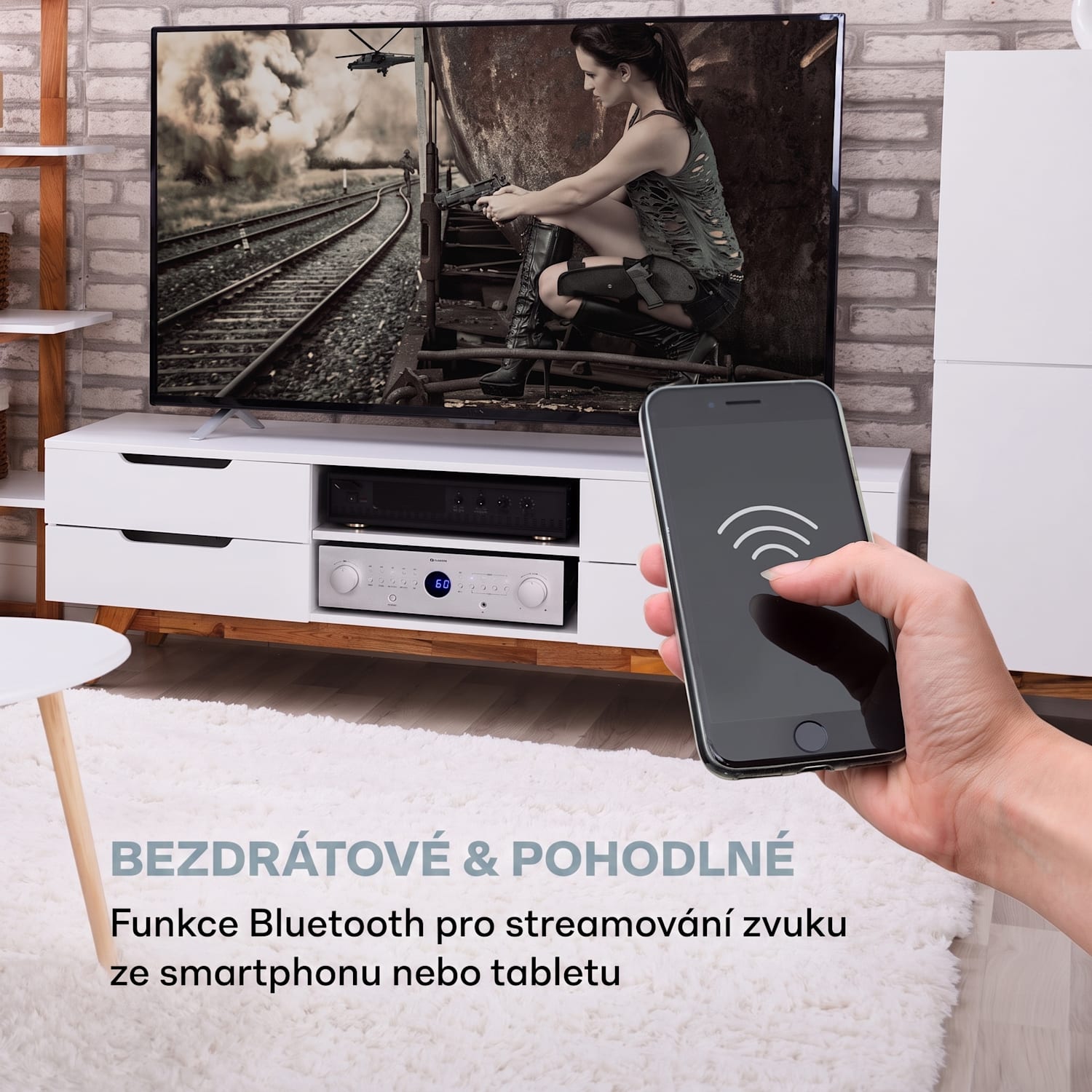 AMP-CD950 DG, digitální vícekanálový zesilovač, 8x 100 W, BT, opt. vstup, dálkové ovládání Stříbrná metalíza