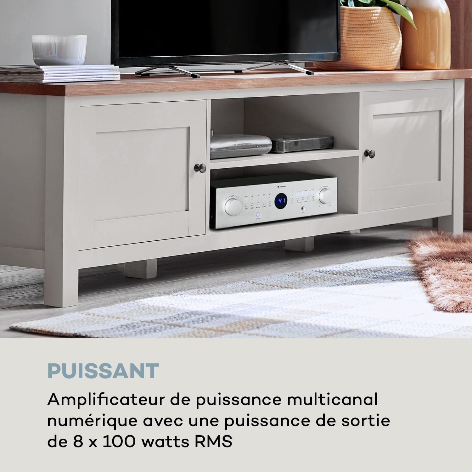 AMP-CD950 DG Amplificateur multicanal numérique 8x100W BT Opt-In  - noir Argent Métallisé