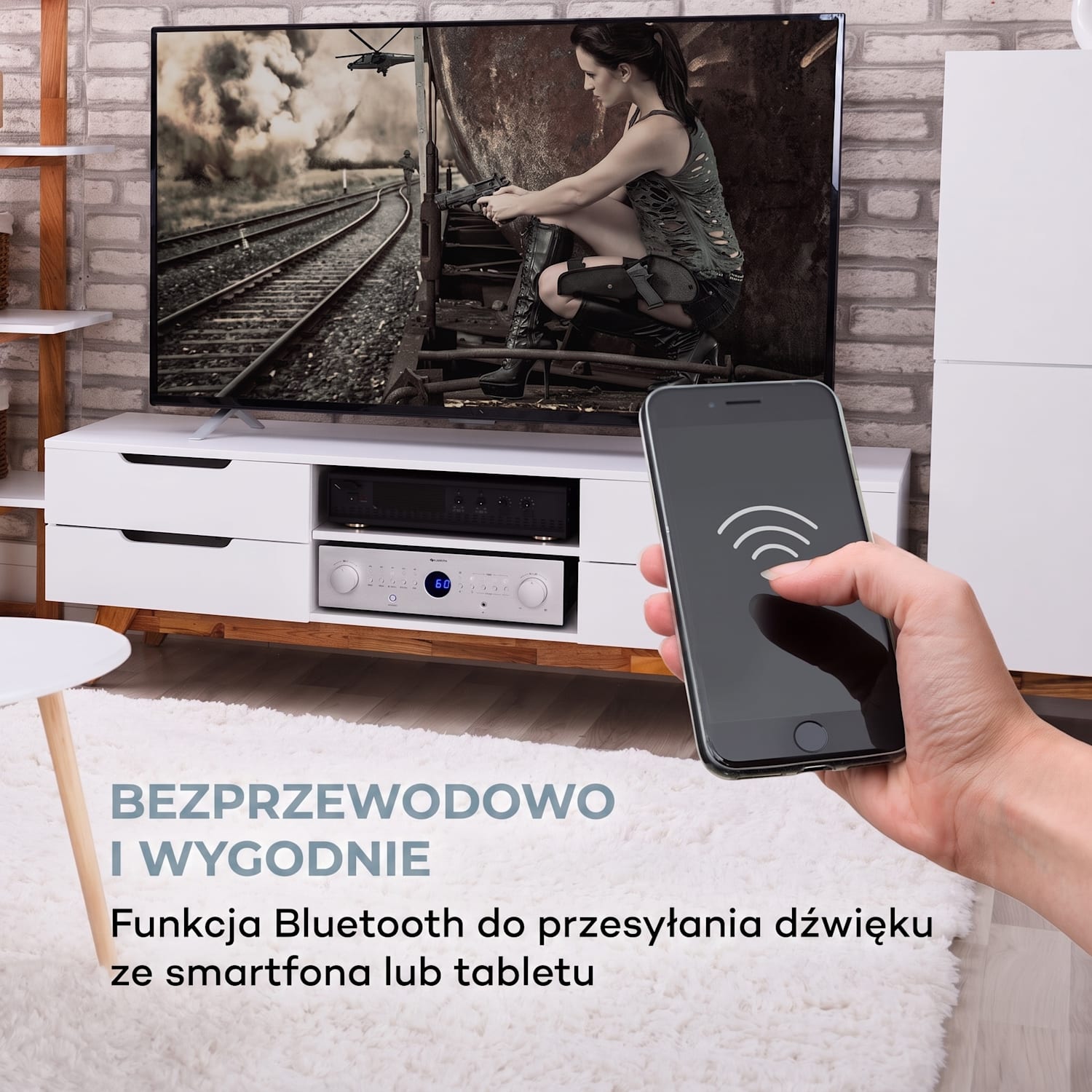 AMP-CD950 DG, wielokanałowy wzmacniacz cyfrowy, 8 x 100 W, BT, wejście optyczne, pilot zdalnego sterowania Srebrny Metal