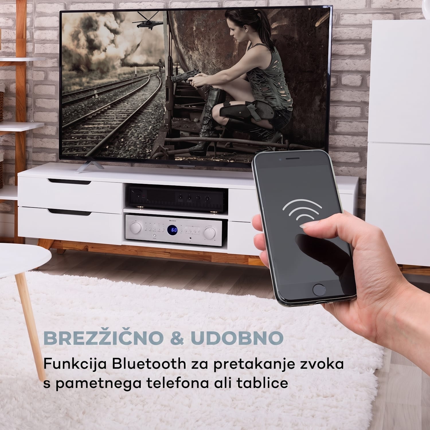 AMP-CD950 DG, digitalni večkanalni ojačevalnik, 8 x 100 W, BT, opt. vhod, daljinski upravljalnik Srebrna kovinska barva