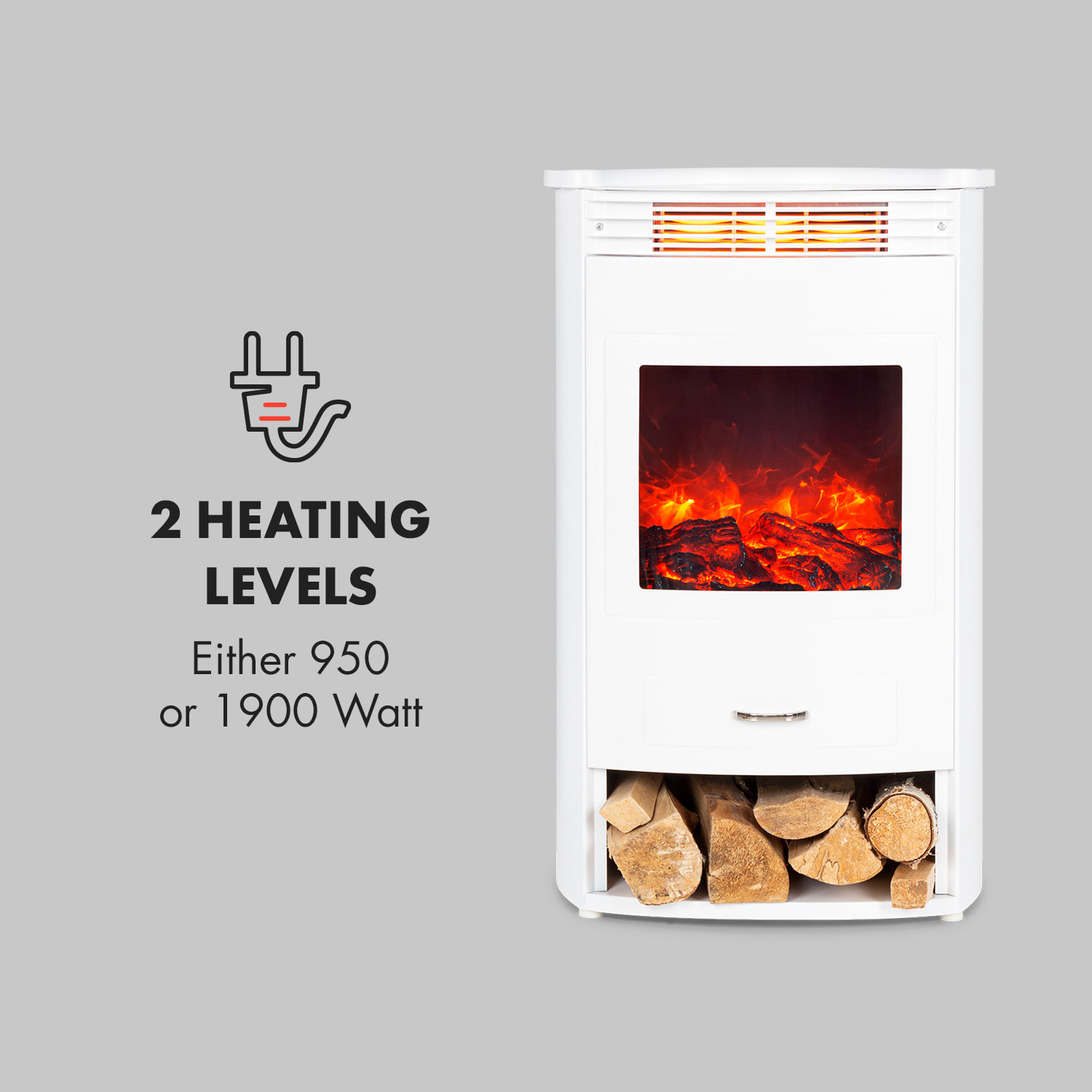 Bormio WH, električni kamin, 950/1900 W, termostat, tedenski timer, bel