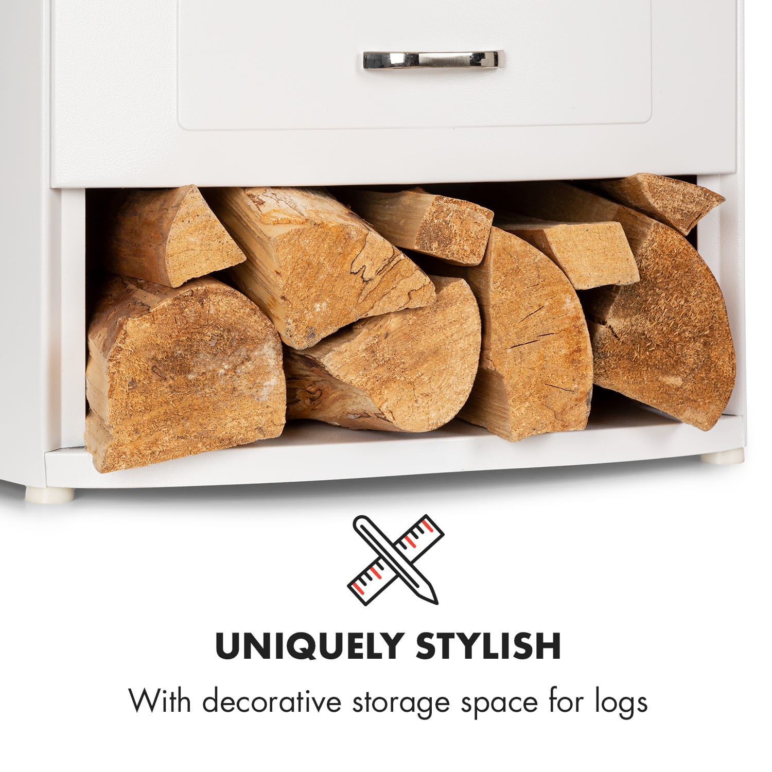 Bormio WH, električni kamin, 950/1900 W, termostat, tedenski timer, bel