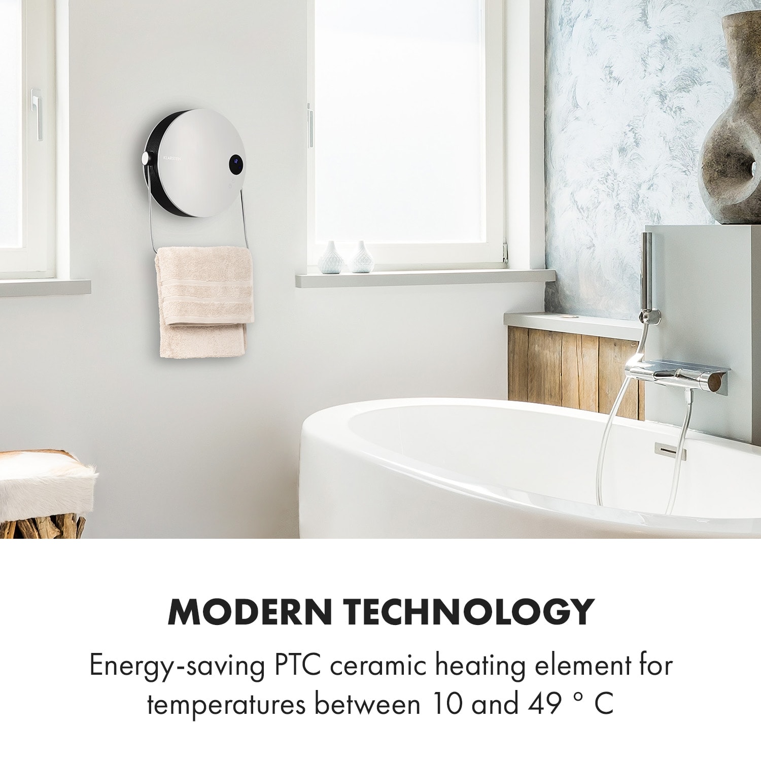Hot Spot Pebble verwarmingsventilator 2000W handdoekdroger timer afstandsbediening